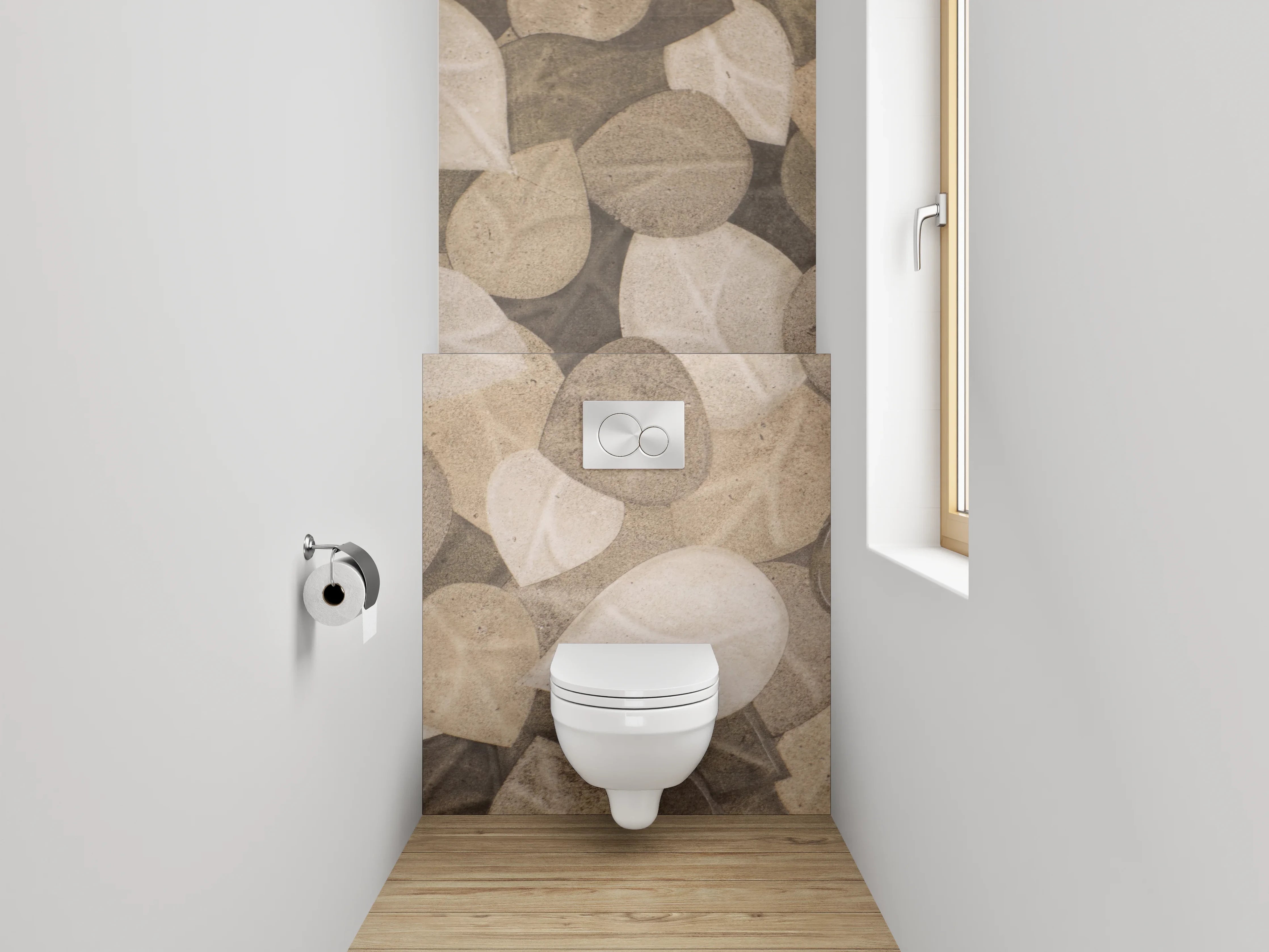 WC-Rückwand - Blätter Mosaik Naturtöne
