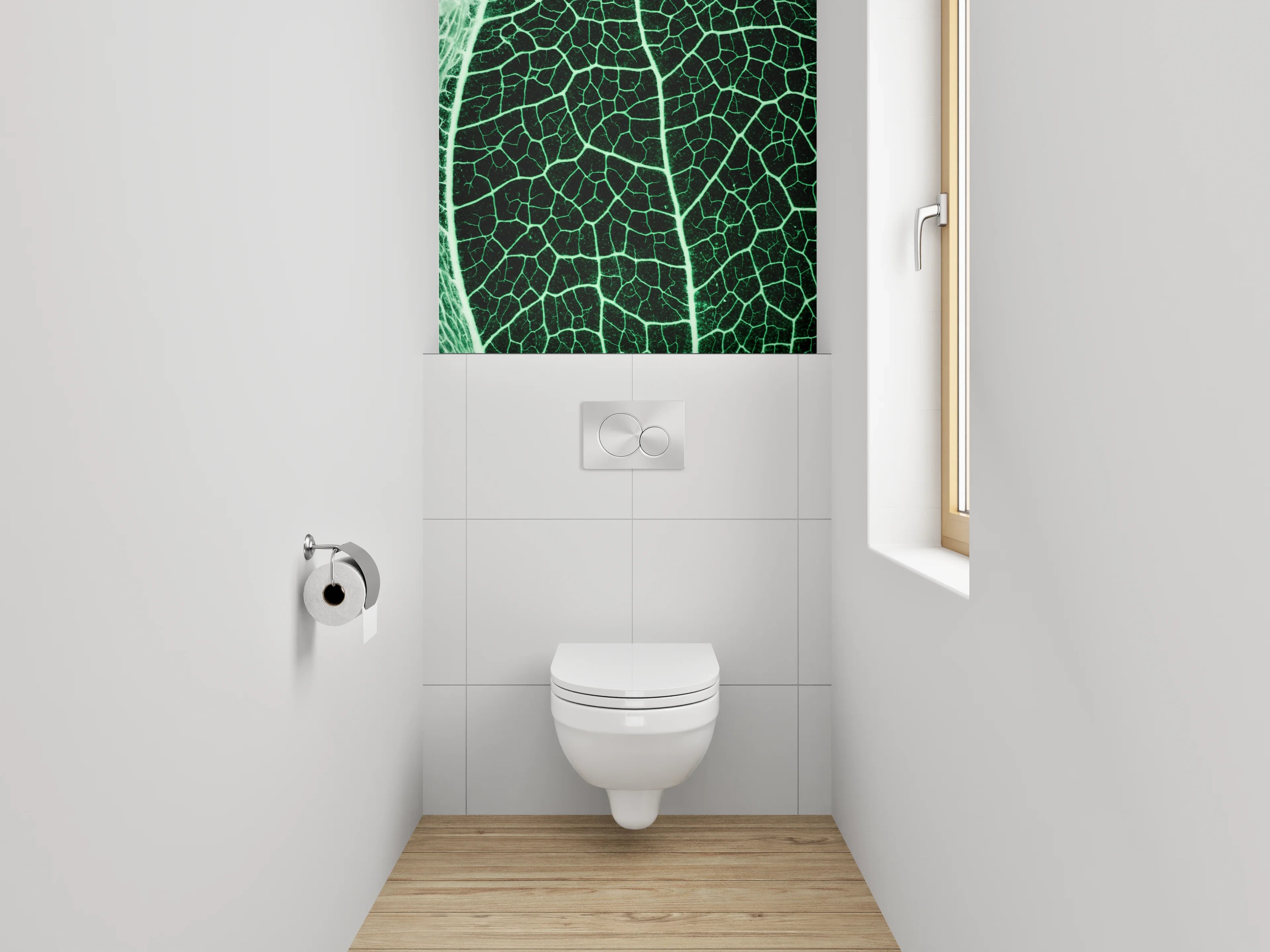 WC-Rückwand - Blattadern Makro Naturgrün