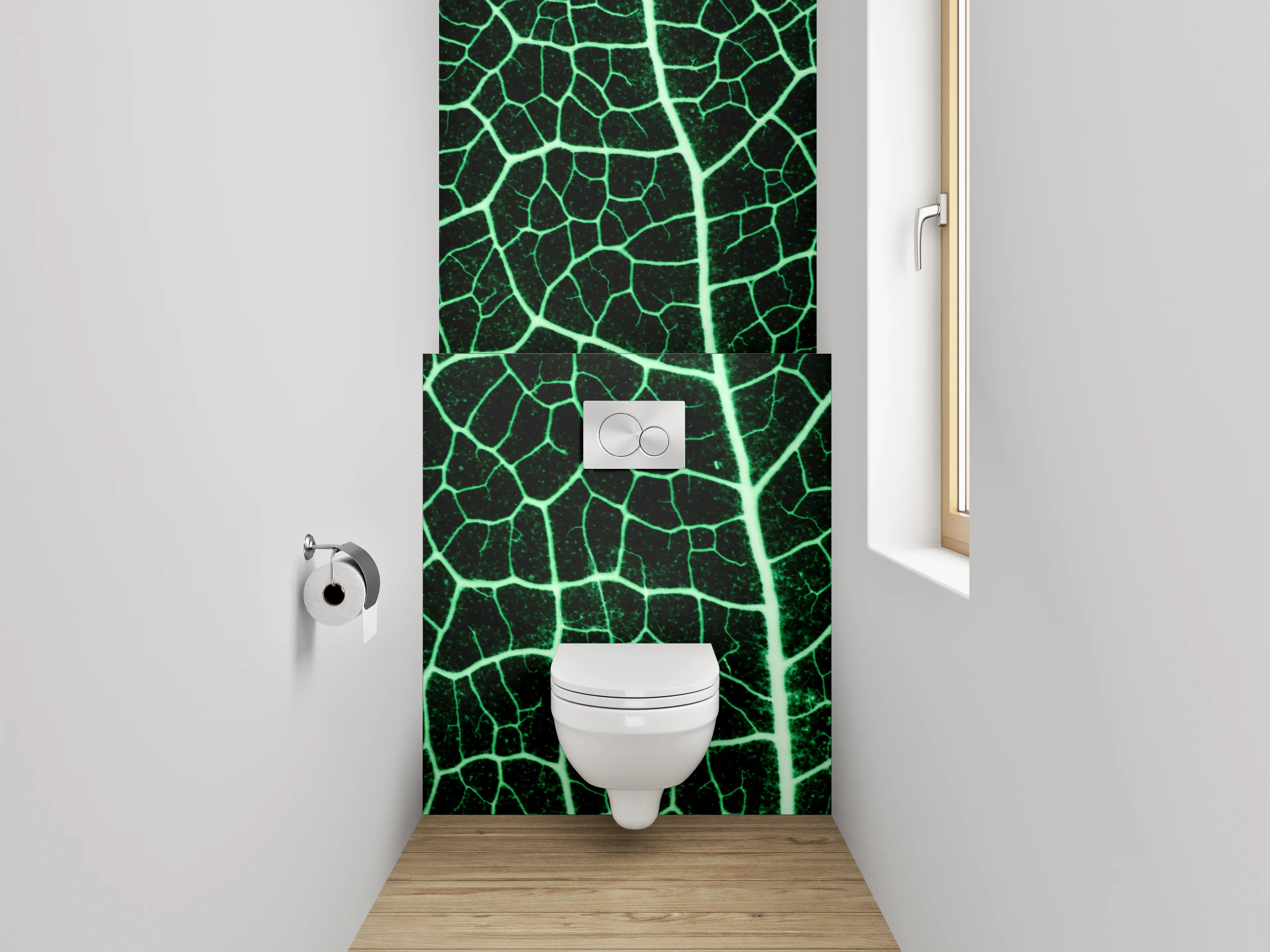 WC-Rückwand - Blattadern Makro Naturgrün