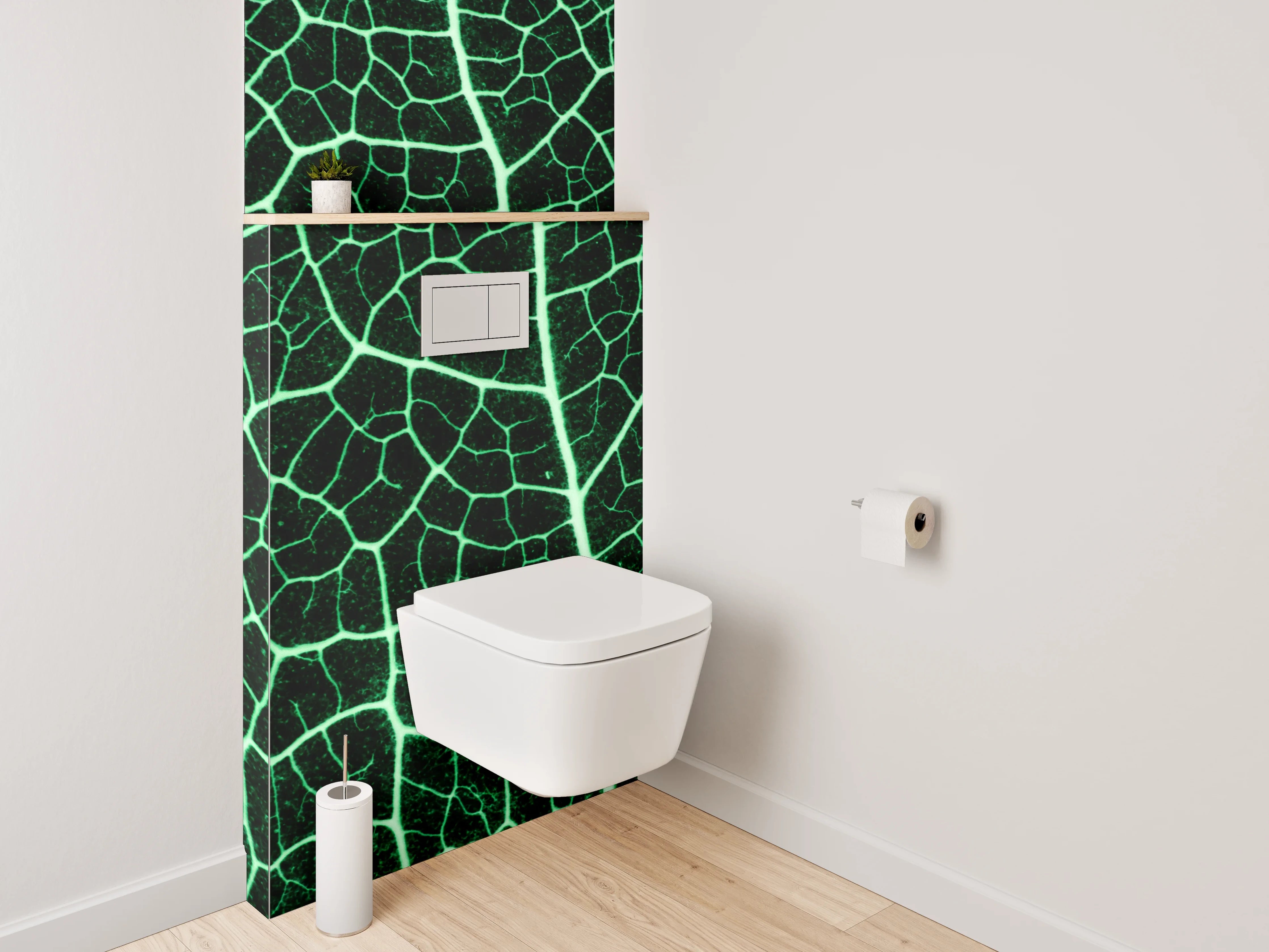 WC-Rückwand - Blattadern Makro Naturgrün