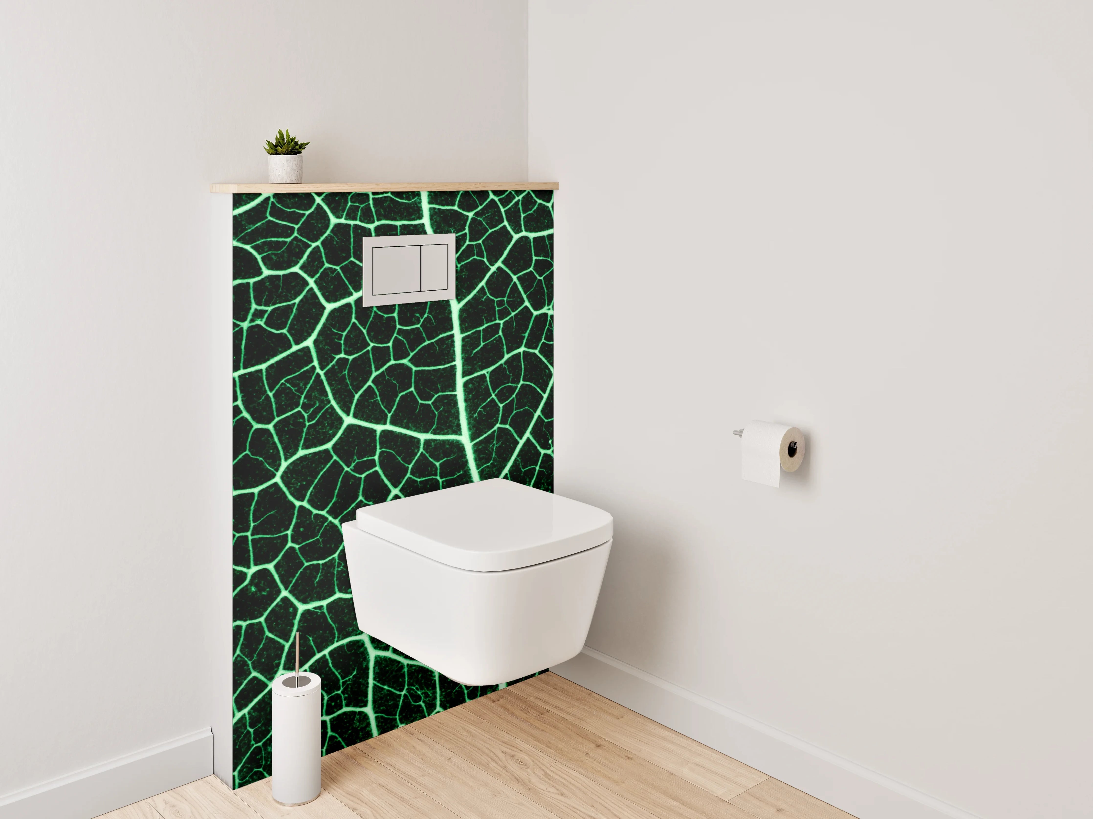 WC-Rückwand - Blattadern Makro Naturgrün
