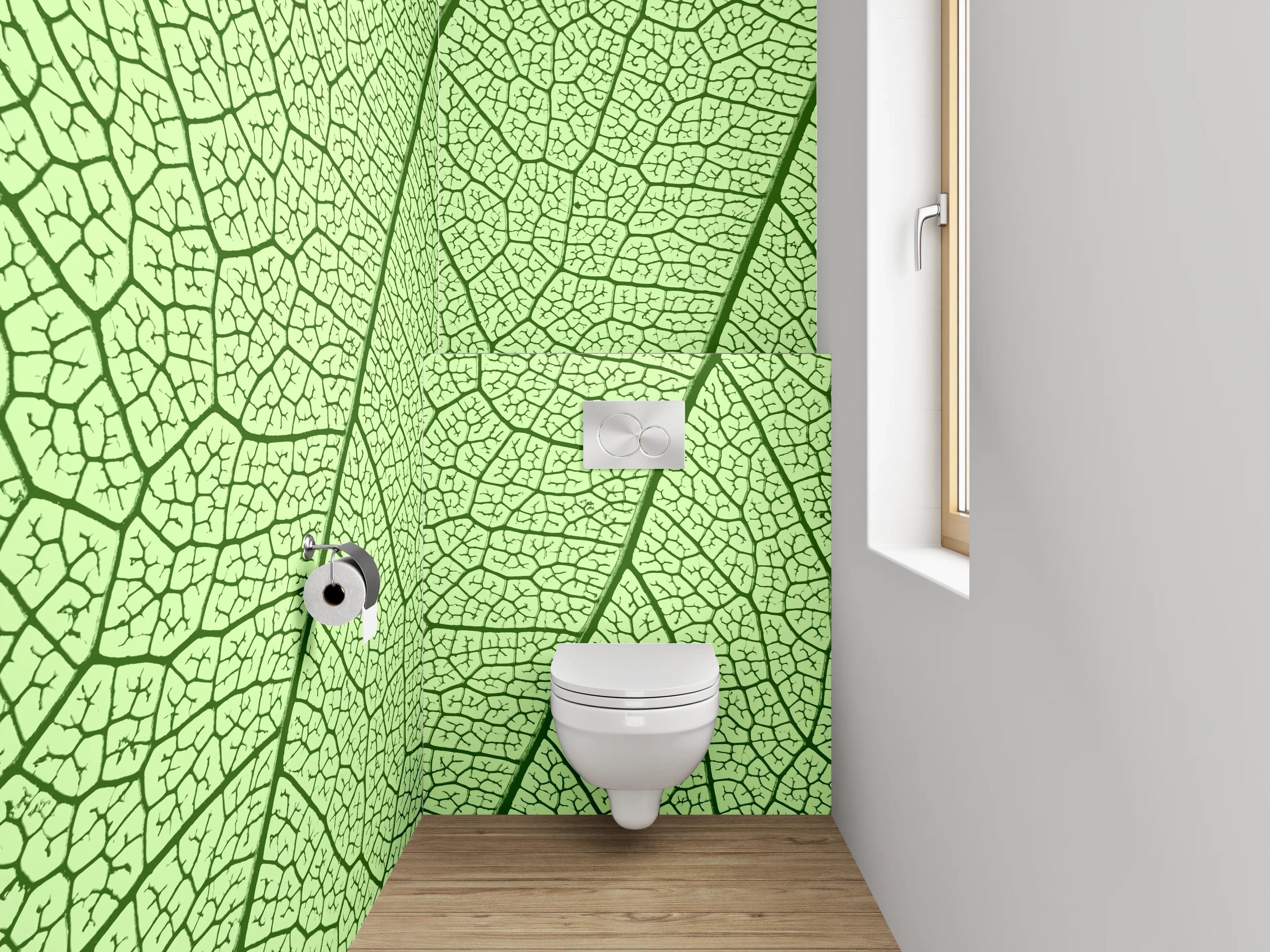 WC-Rückwand - Blattstruktur Makro grün