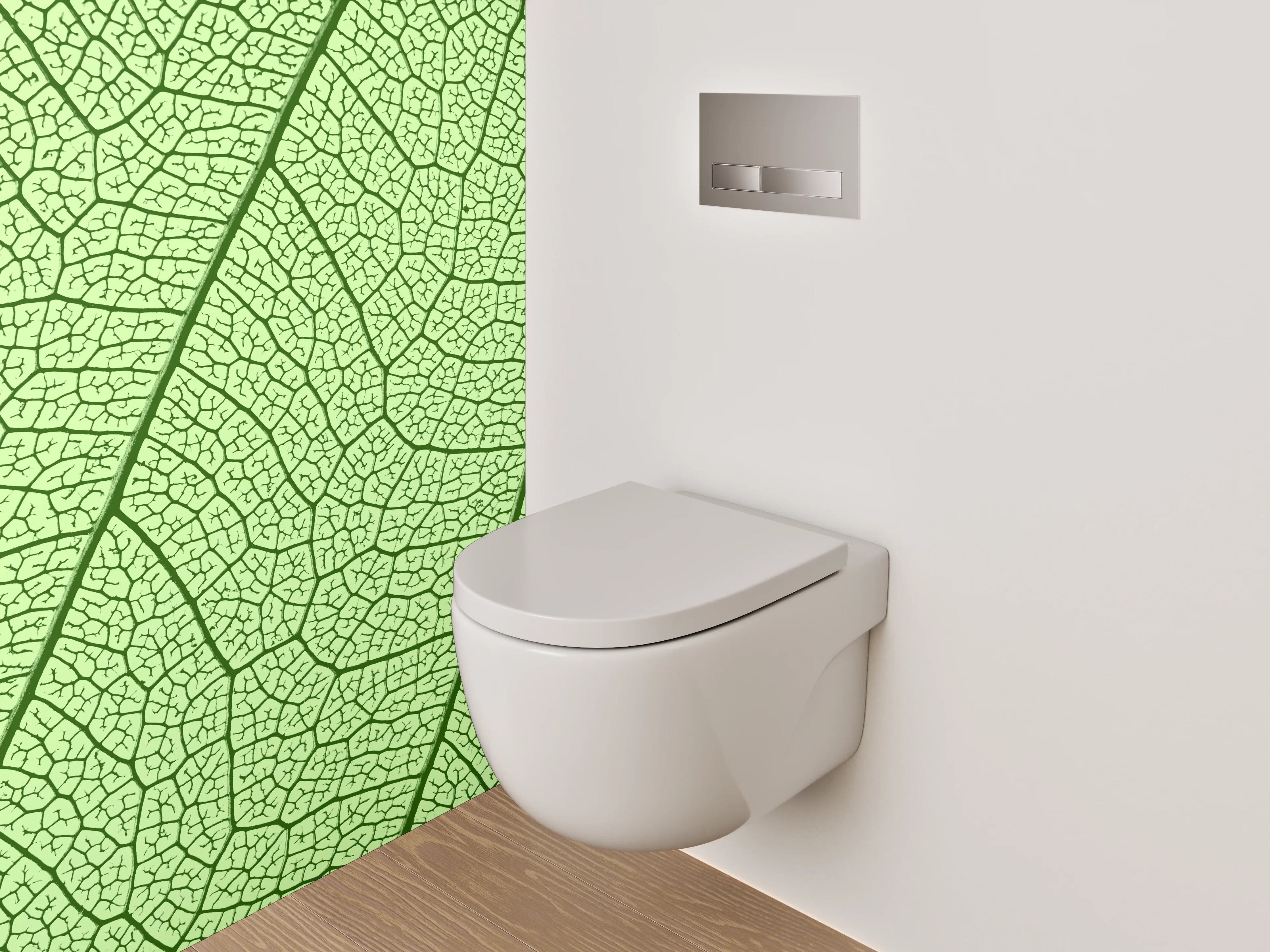 WC-Rückwand - Blattstruktur Makro grün