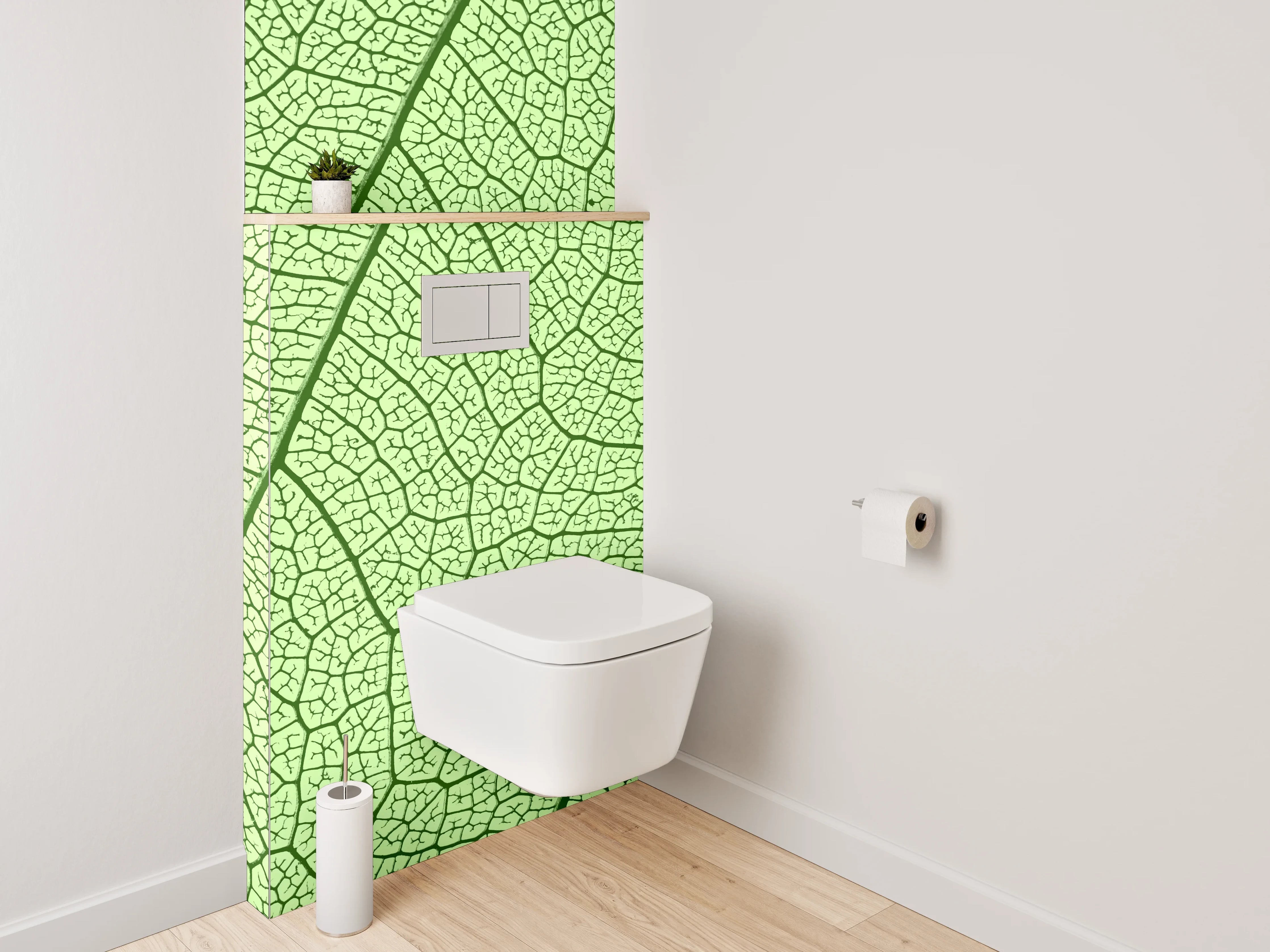 WC-Rückwand - Blattstruktur Makro grün