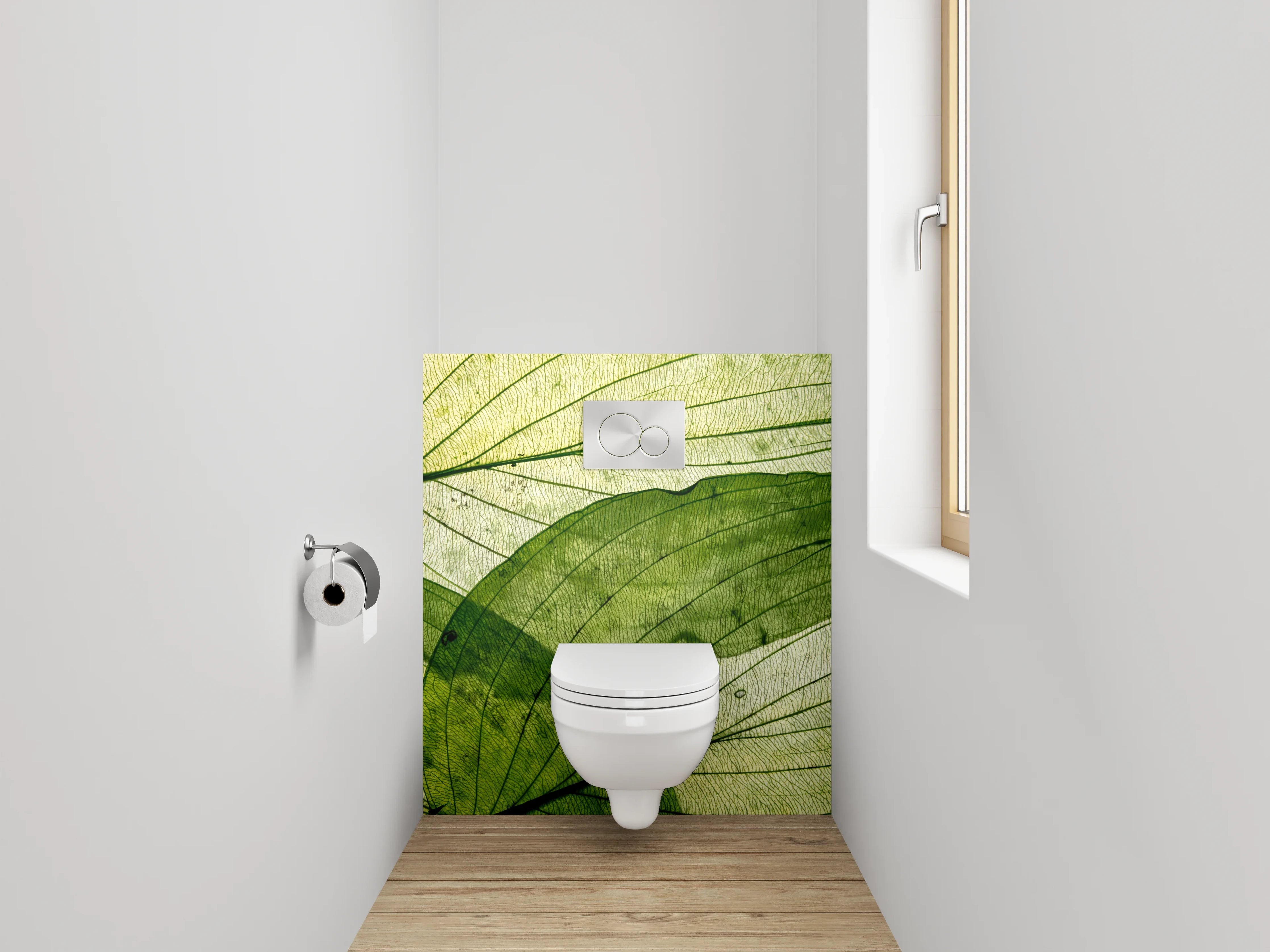 WC-Rückwand - Blattstruktur Naturgrün