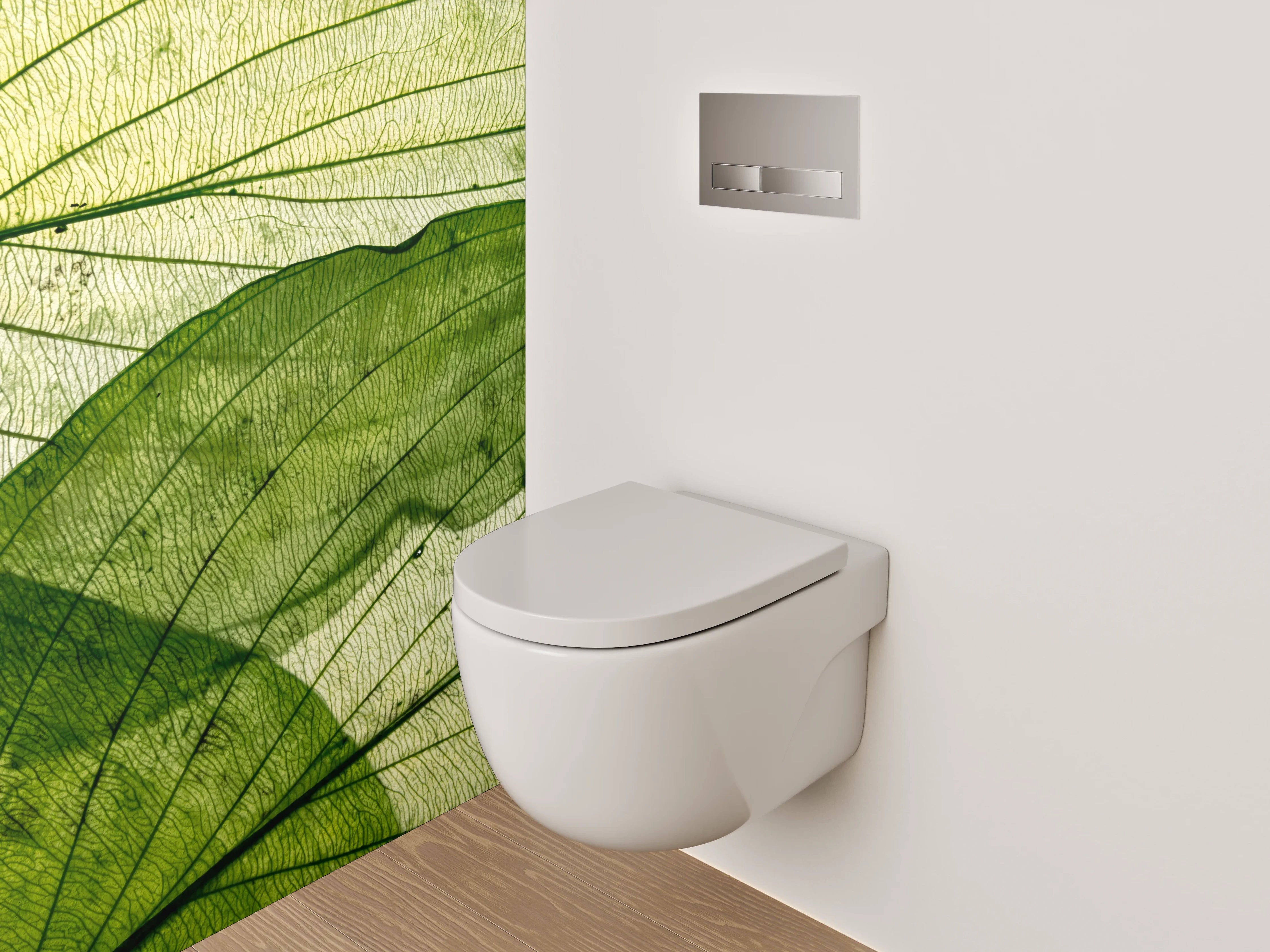 WC-Rückwand - Blattstruktur Naturgrün