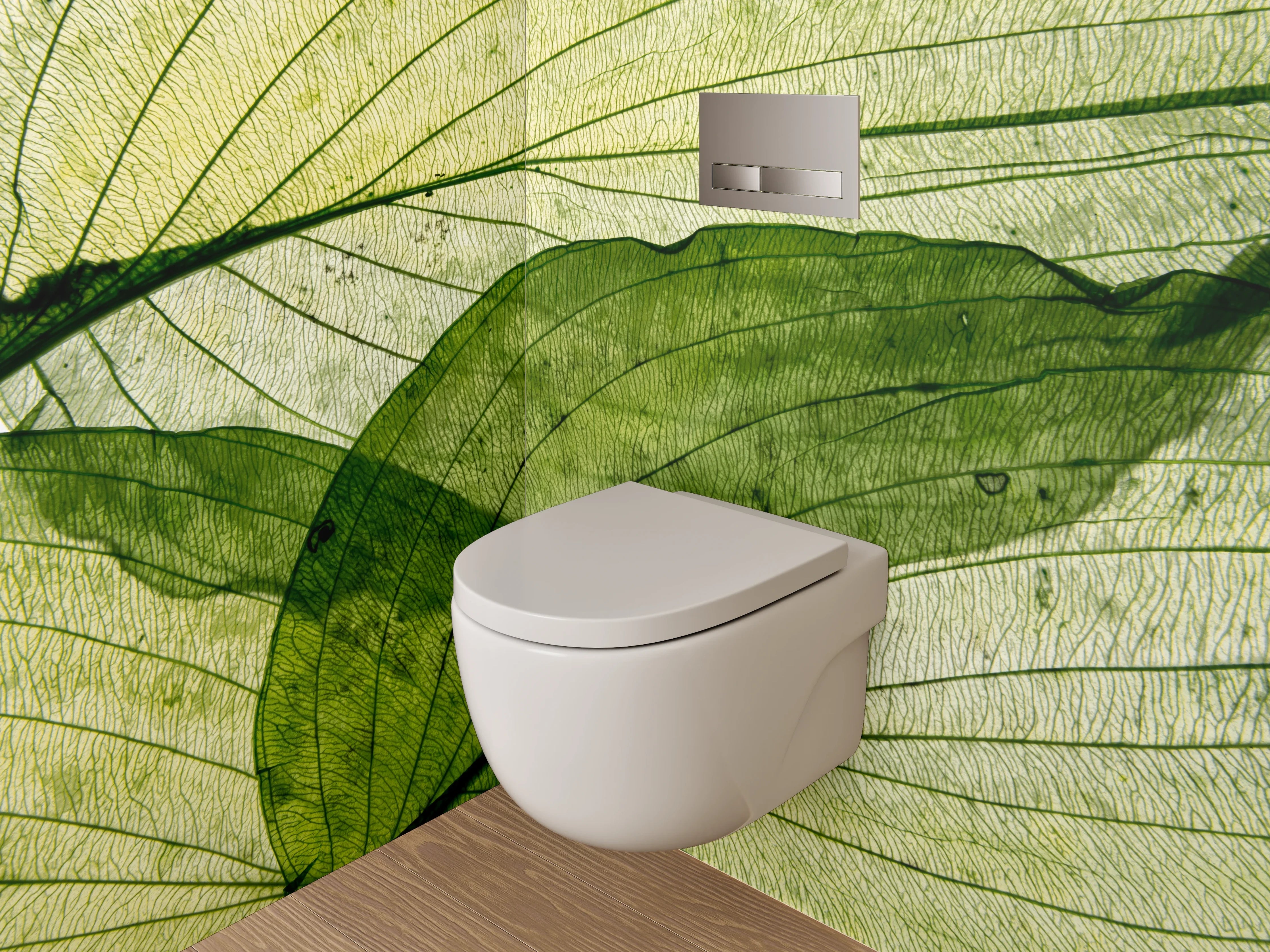 WC-Rückwand - Blattstruktur Naturgrün