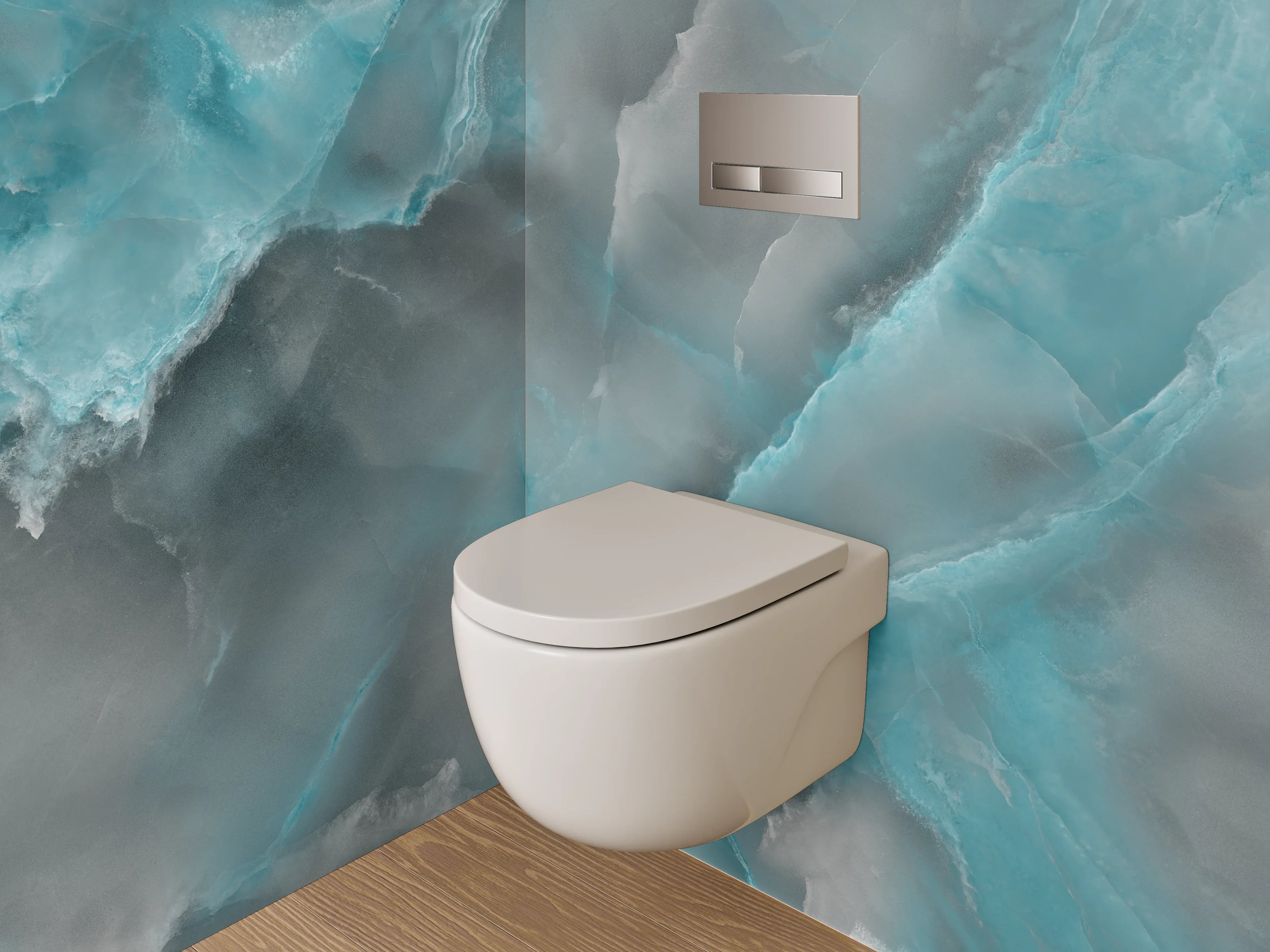 WC-Rückwand - Blau-Grauer Marmor-Style
