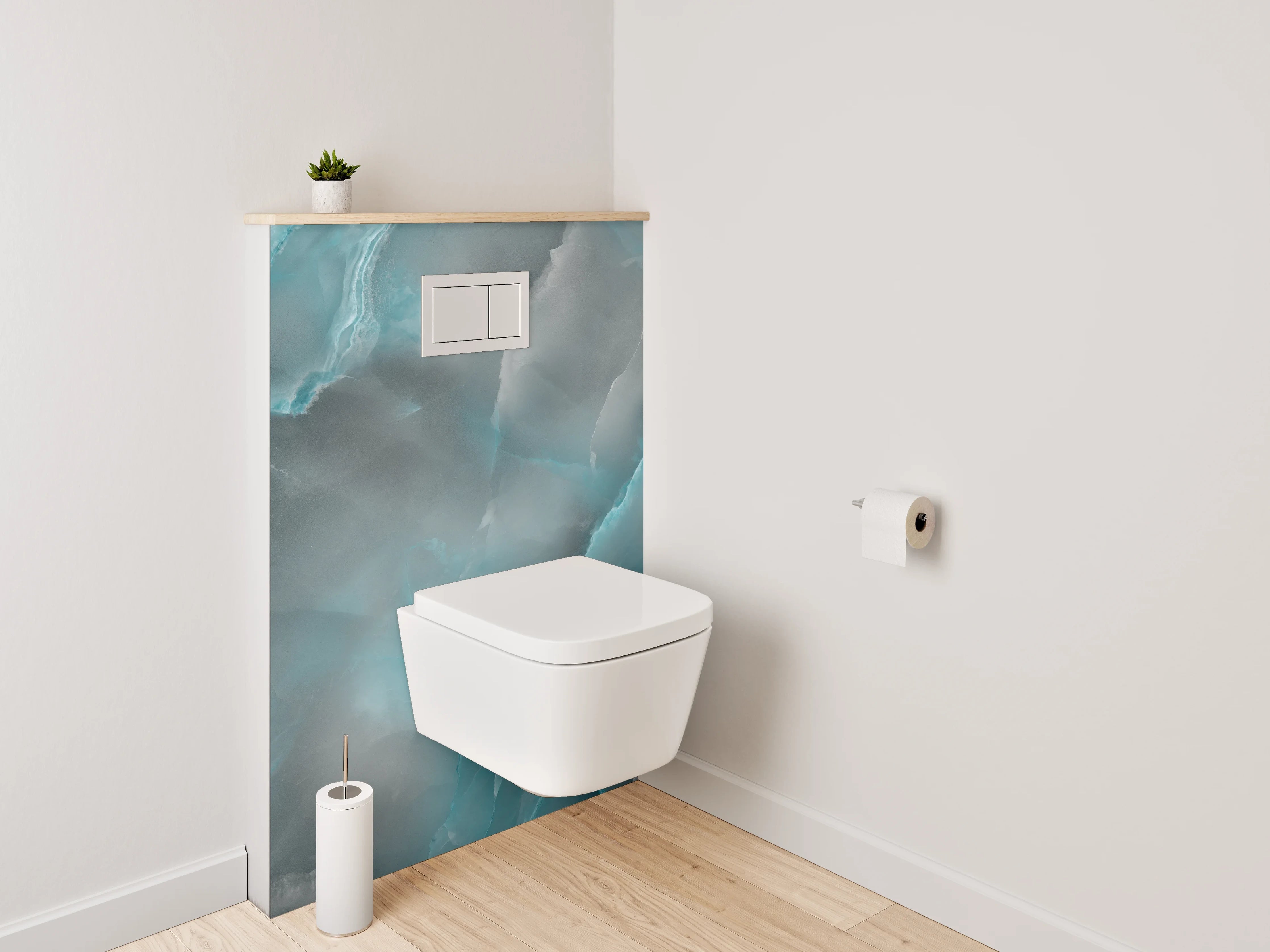 WC-Rückwand - Blau-Grauer Marmor-Style