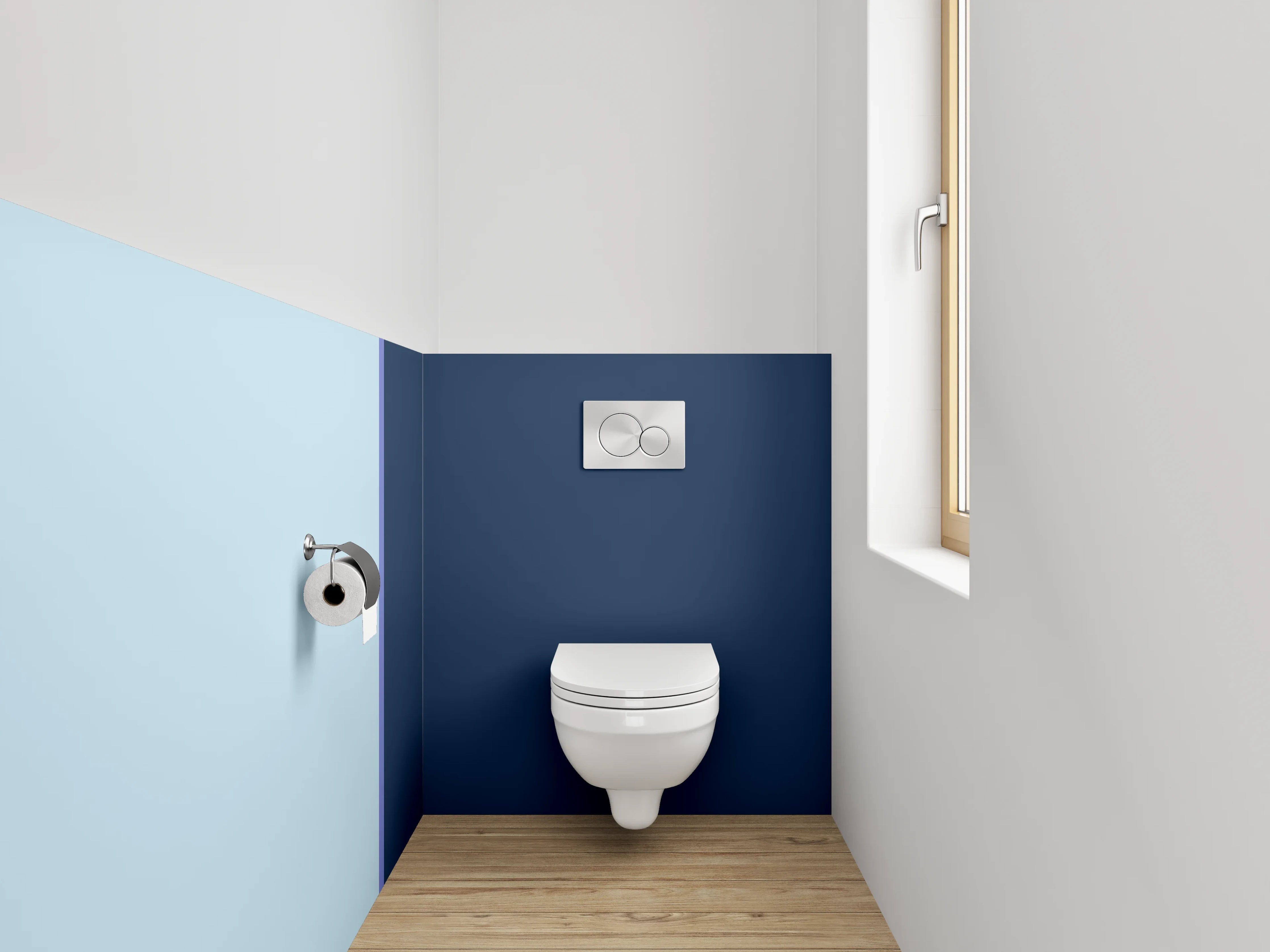 WC-Rückwand - Blau-Weiße Farbpalette, strukturierte Textur