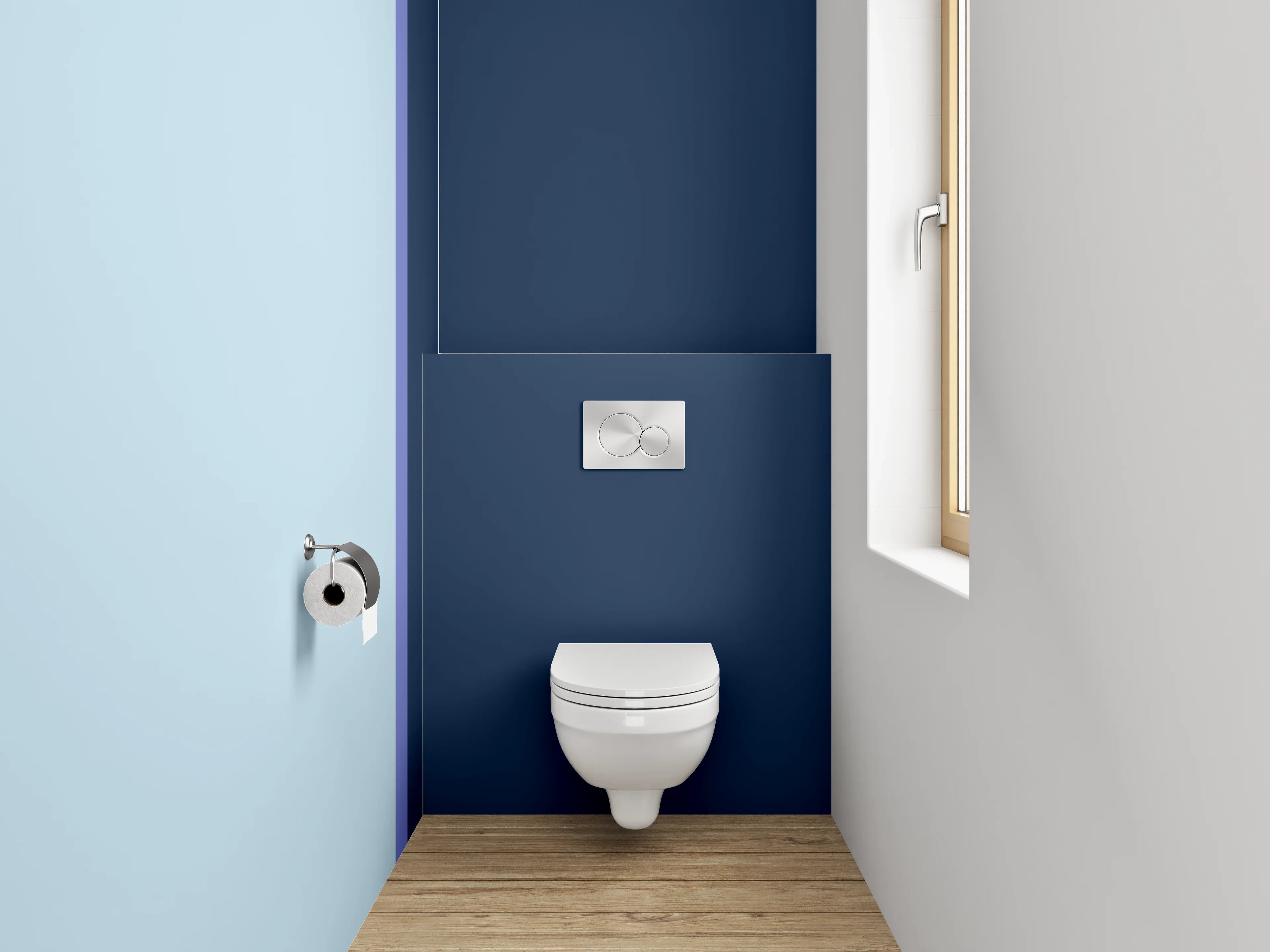 WC-Rückwand - Blau-Weiße Farbpalette, strukturierte Textur