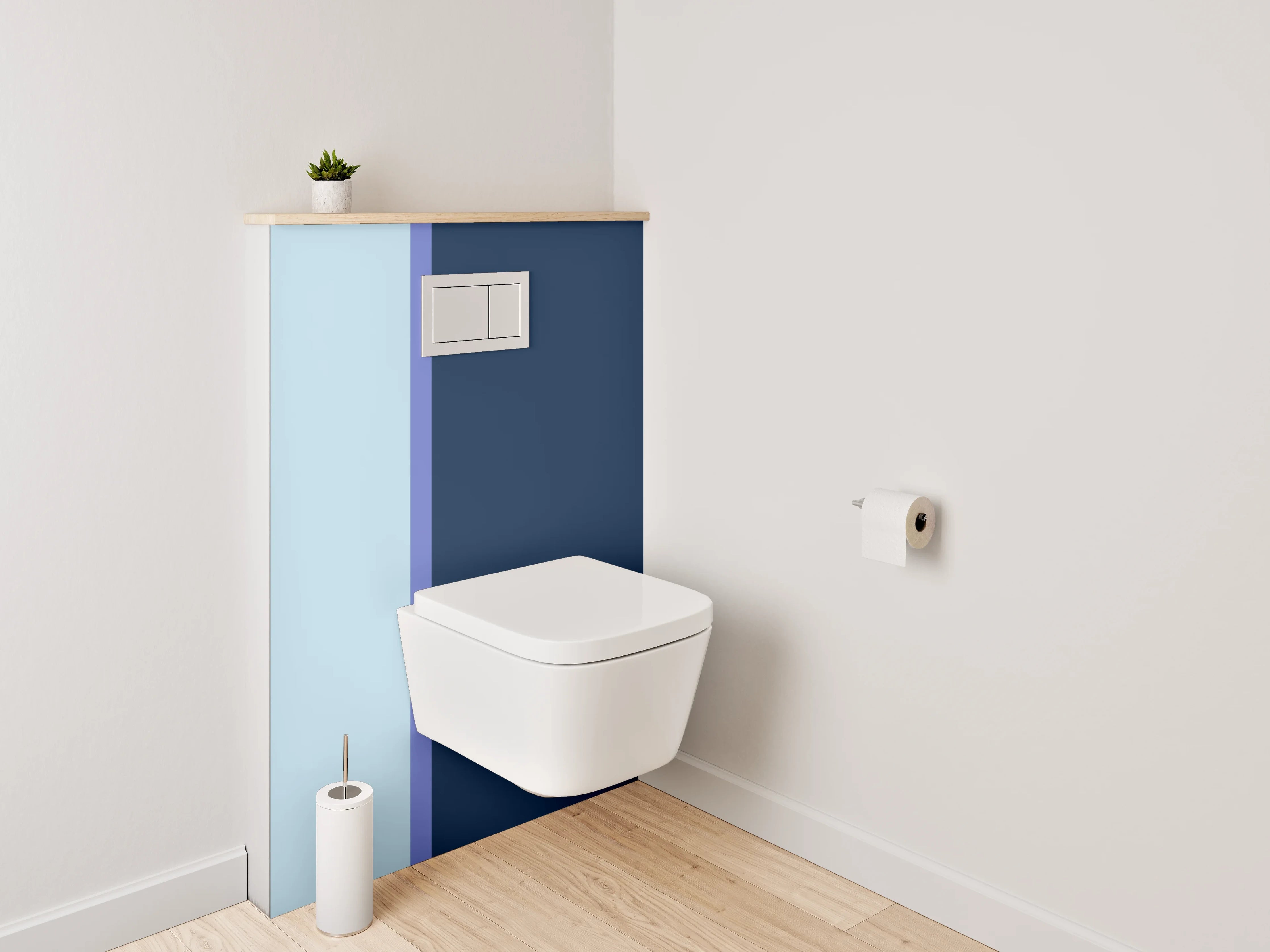 WC-Rückwand - Blau-Weiße Farbpalette, strukturierte Textur