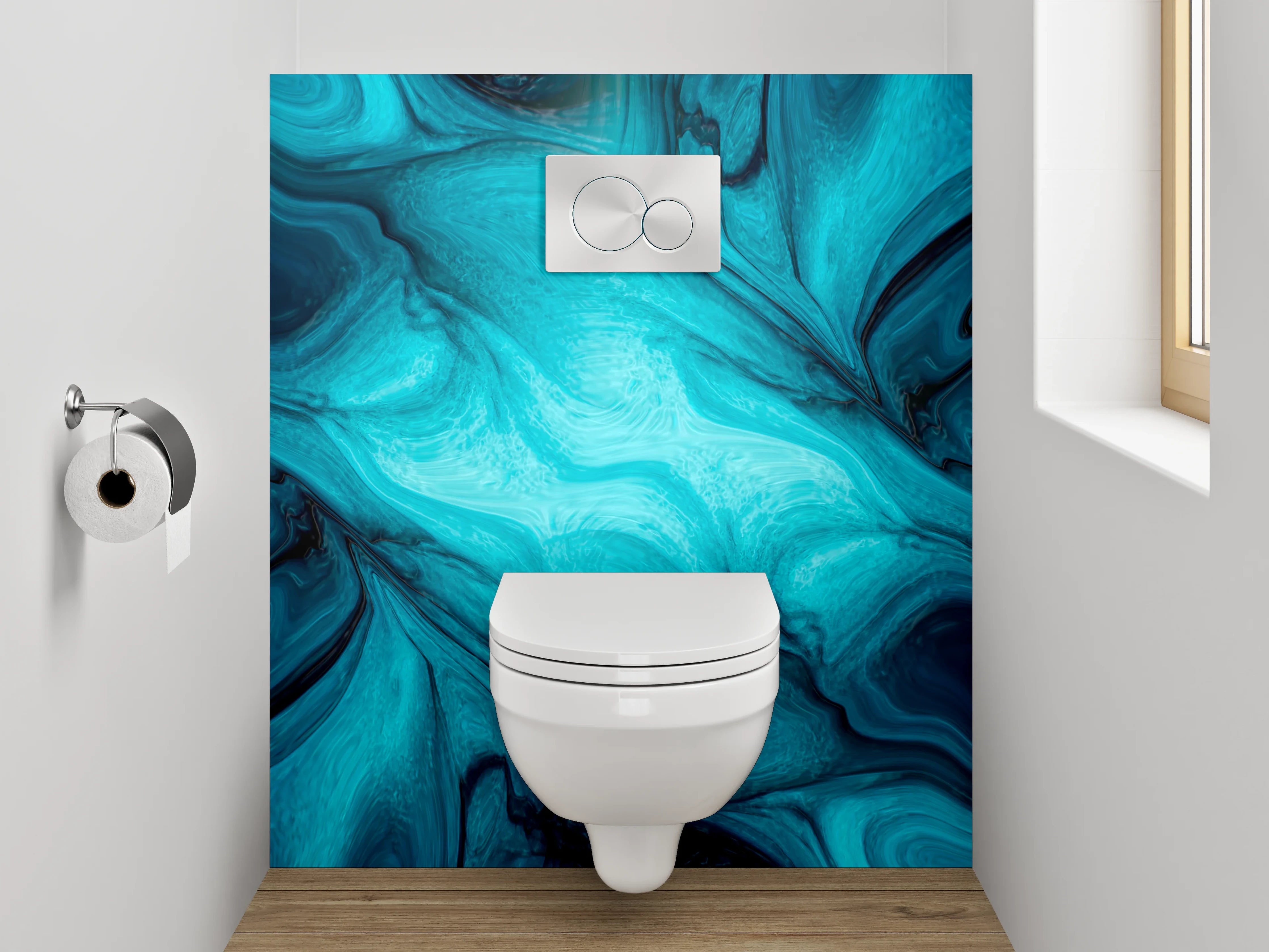 WC-Rückwand - Blau abstrakte Marmorstruktur