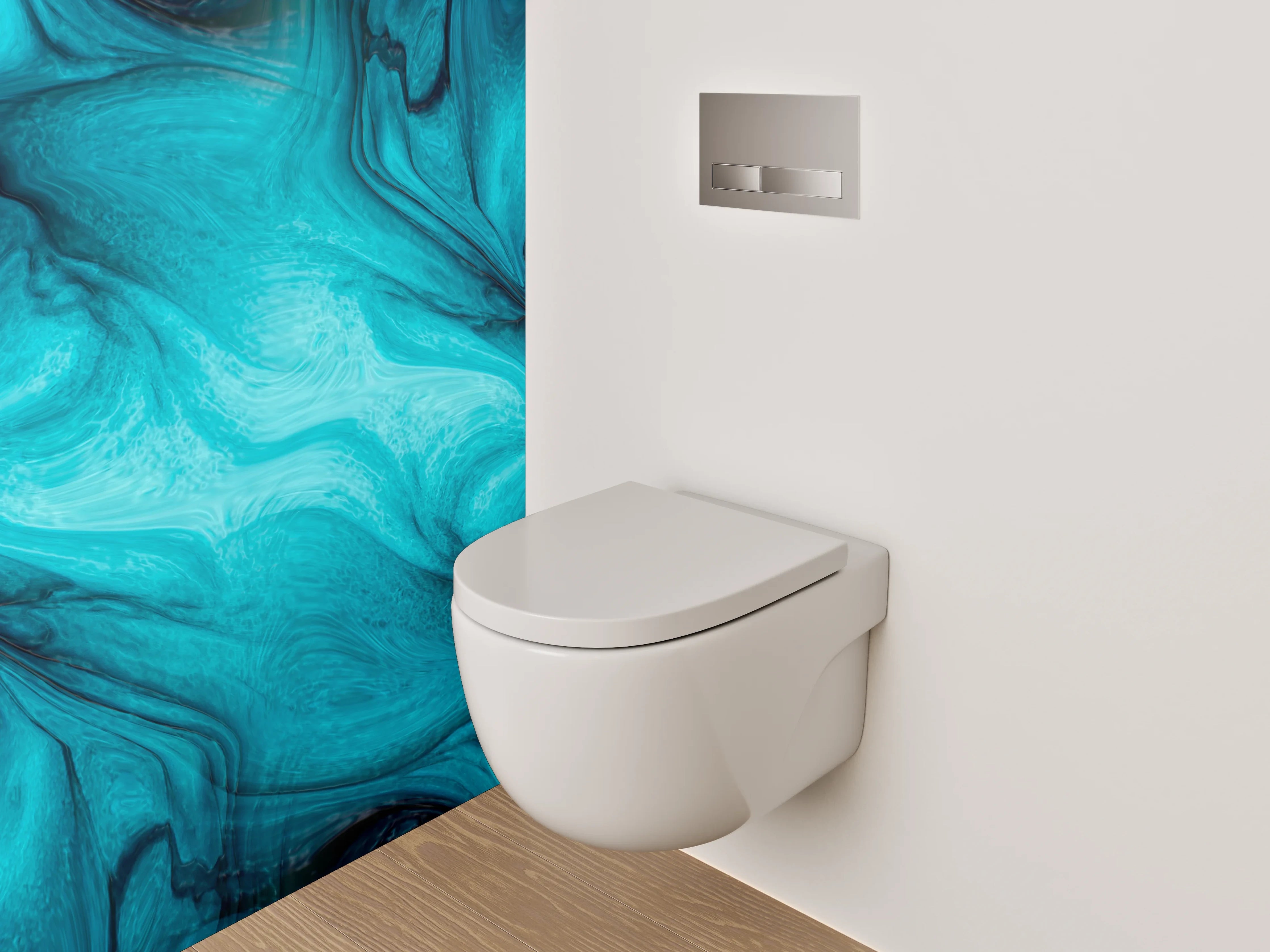 WC-Rückwand - Blau abstrakte Marmorstruktur