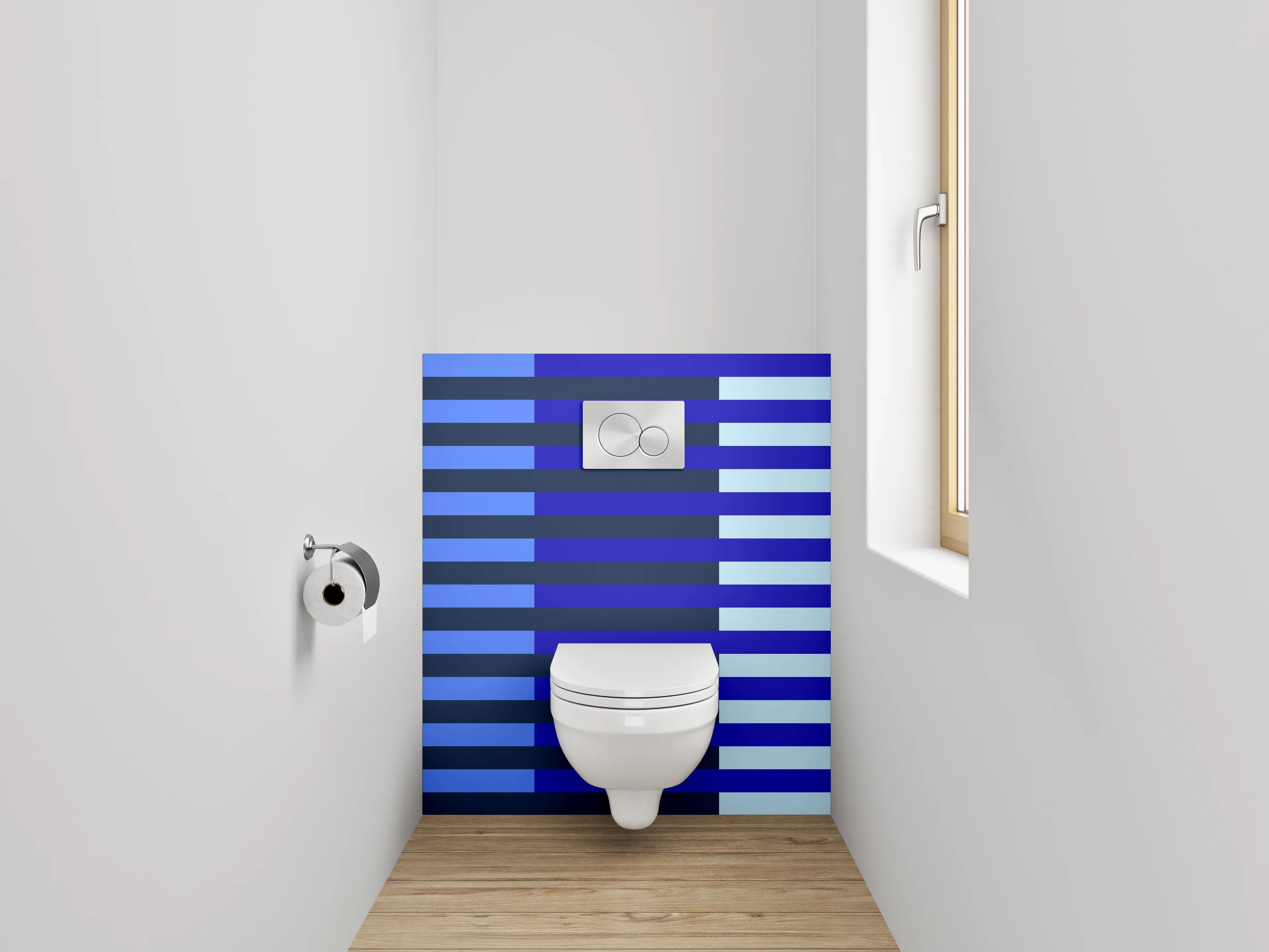 WC-Rückwand - Blau gestreiftes Abstract-Muster modern