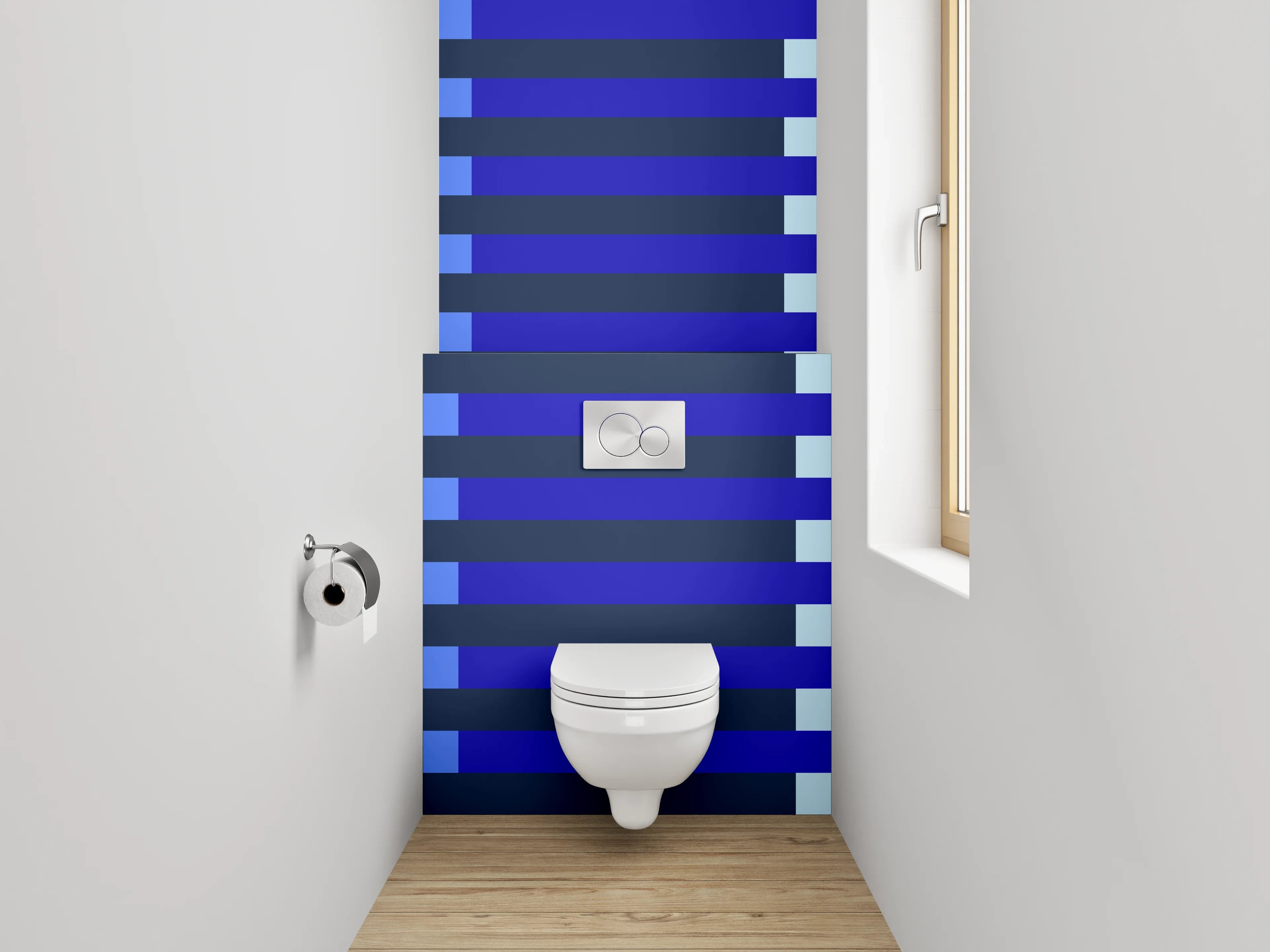 WC-Rückwand - Blau gestreiftes Abstract-Muster modern