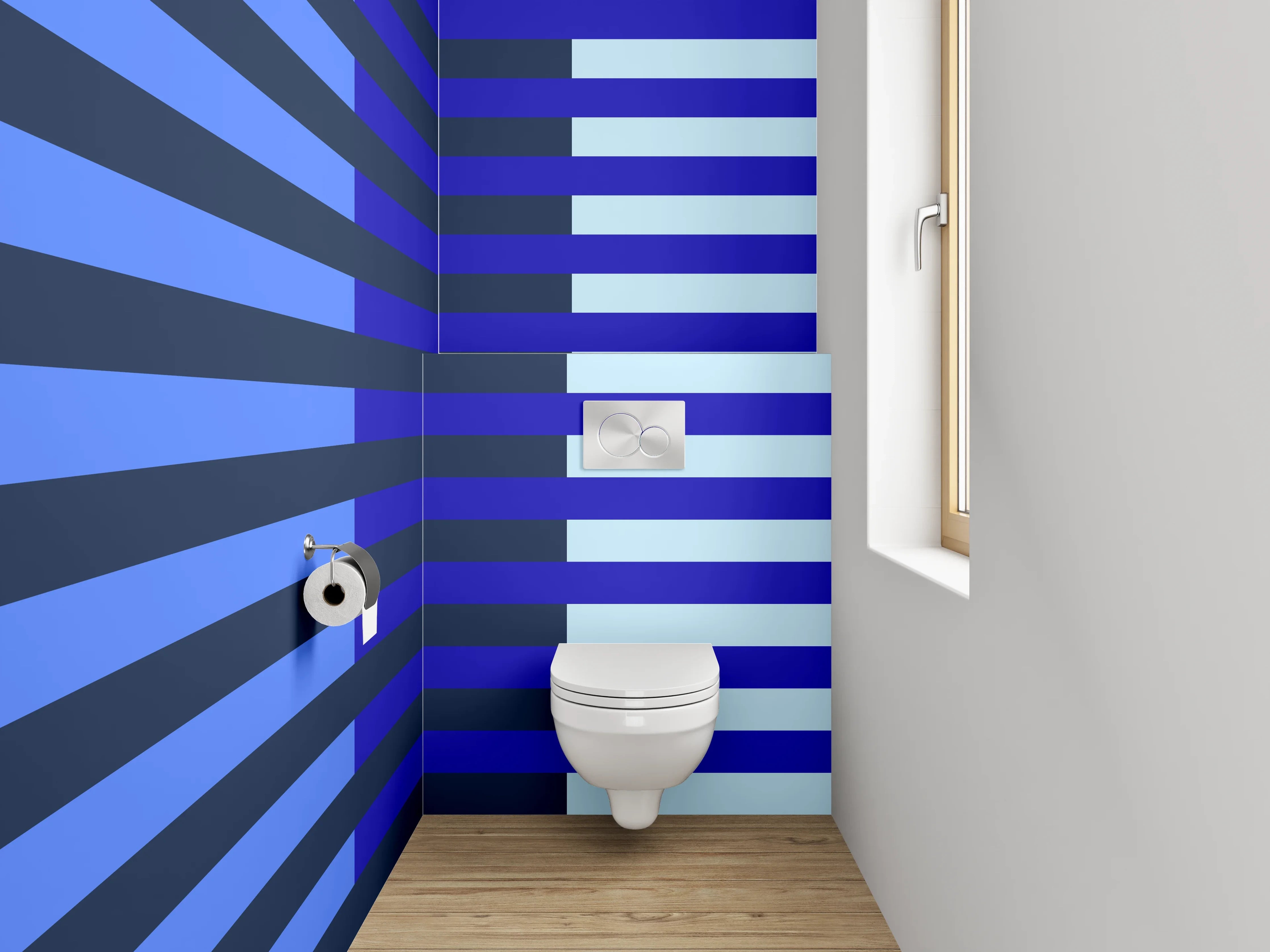 WC-Rückwand - Blau gestreiftes Abstract-Muster modern