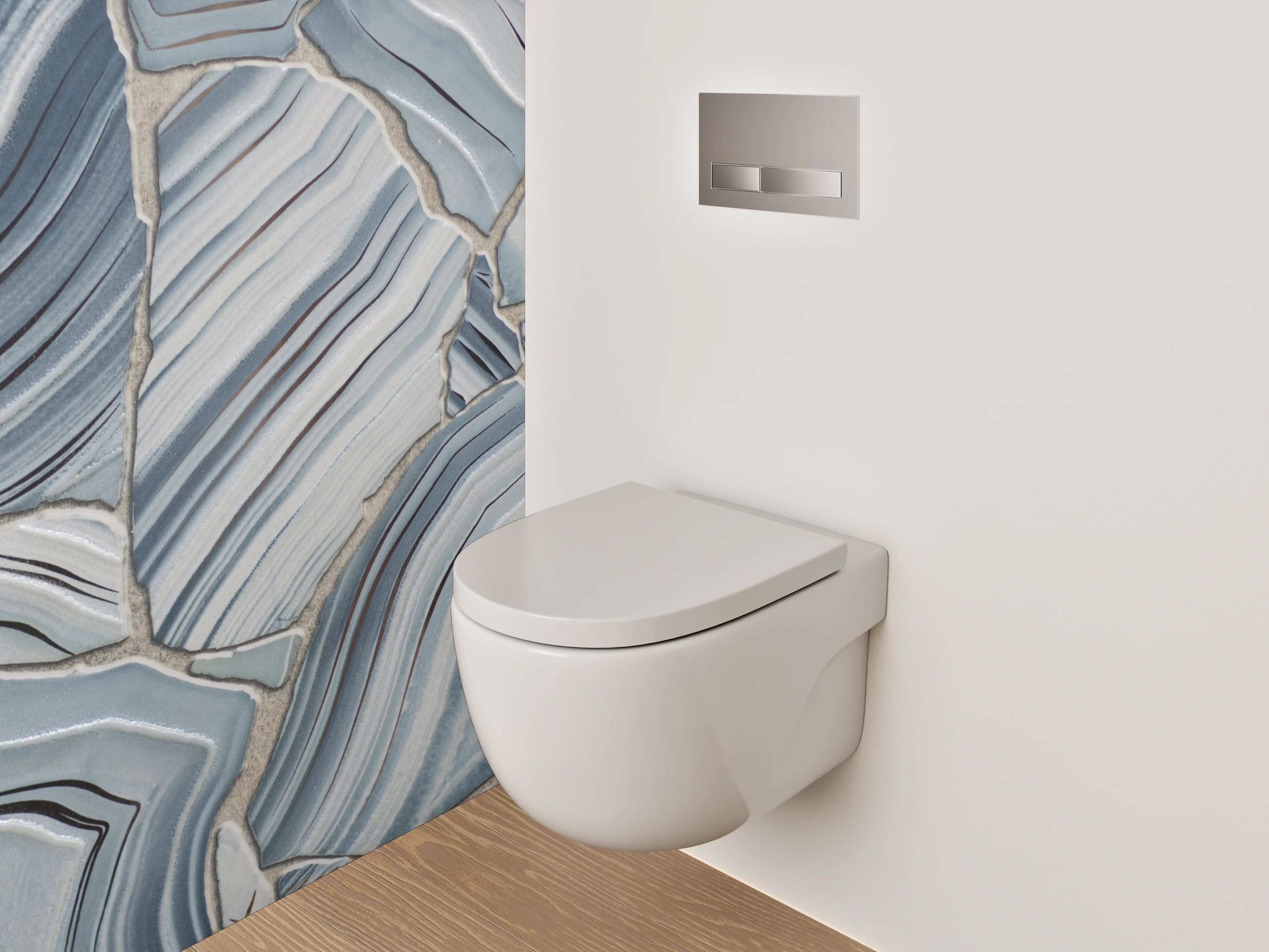 WC-Rückwand - Blau-graue Marmor-Optik Fliesenmuster