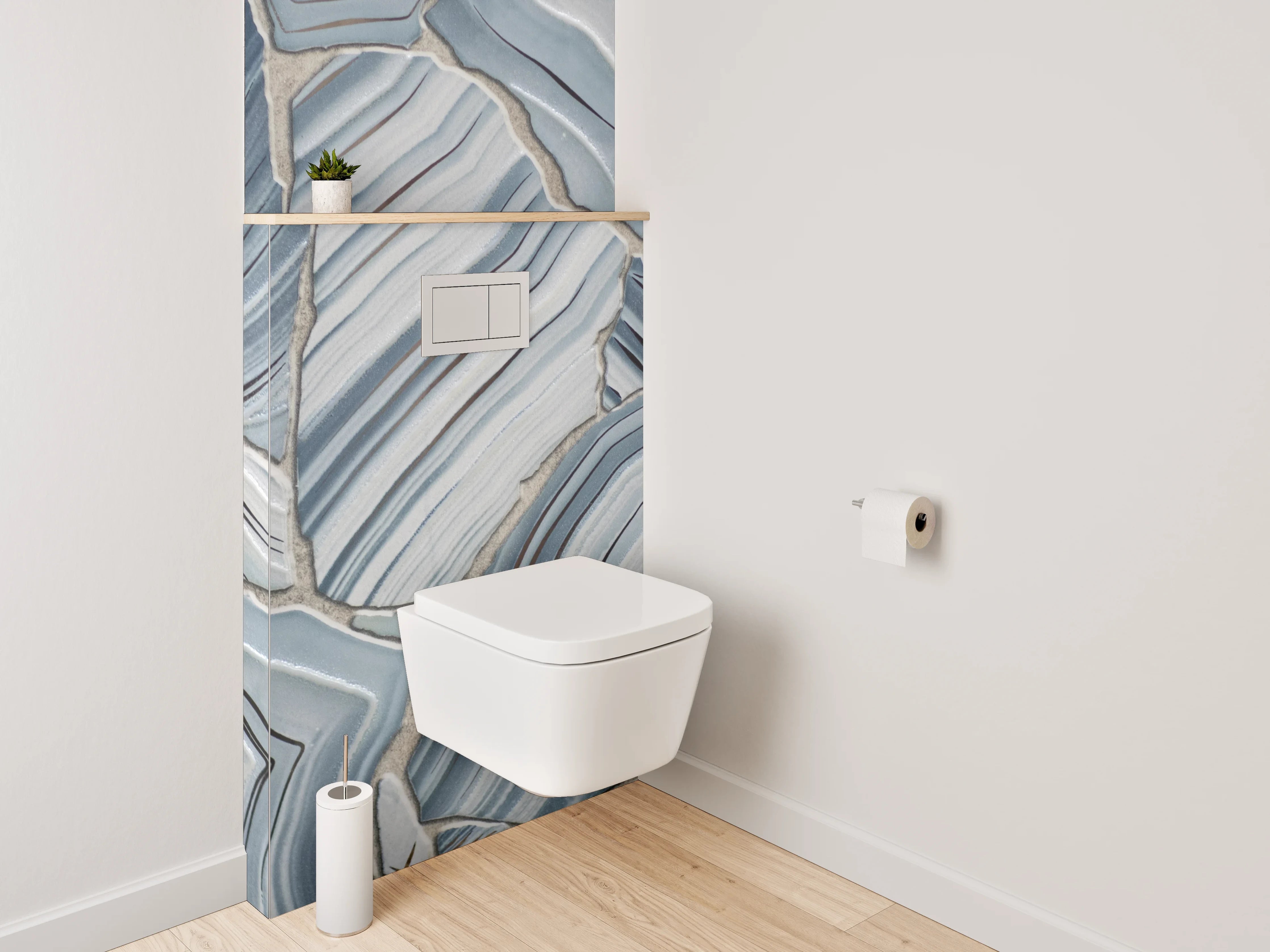 WC-Rückwand - Blau-graue Marmor-Optik Fliesenmuster