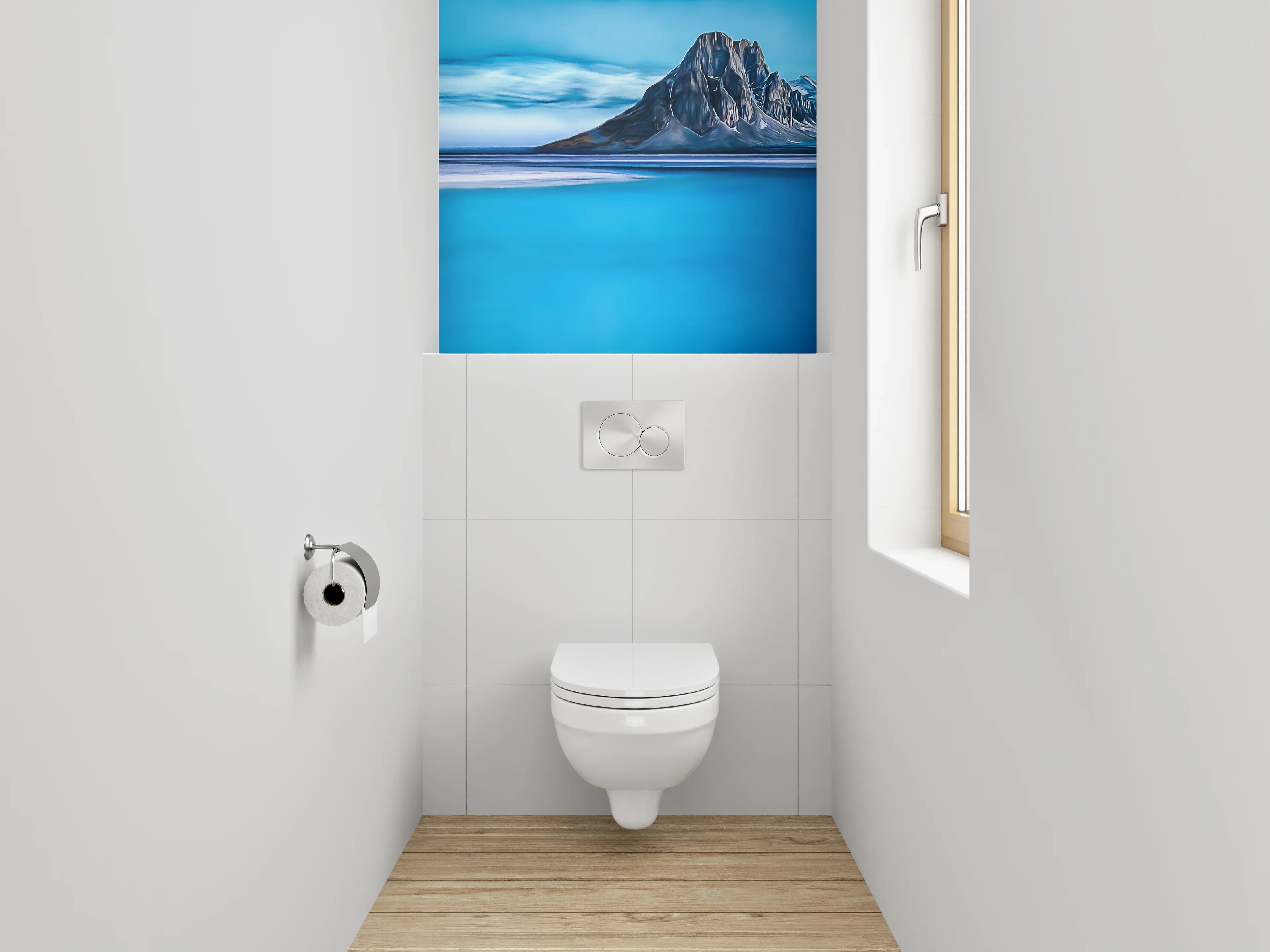 WC-Rückwand - Blaue Berglandschaft Kunstmotiv