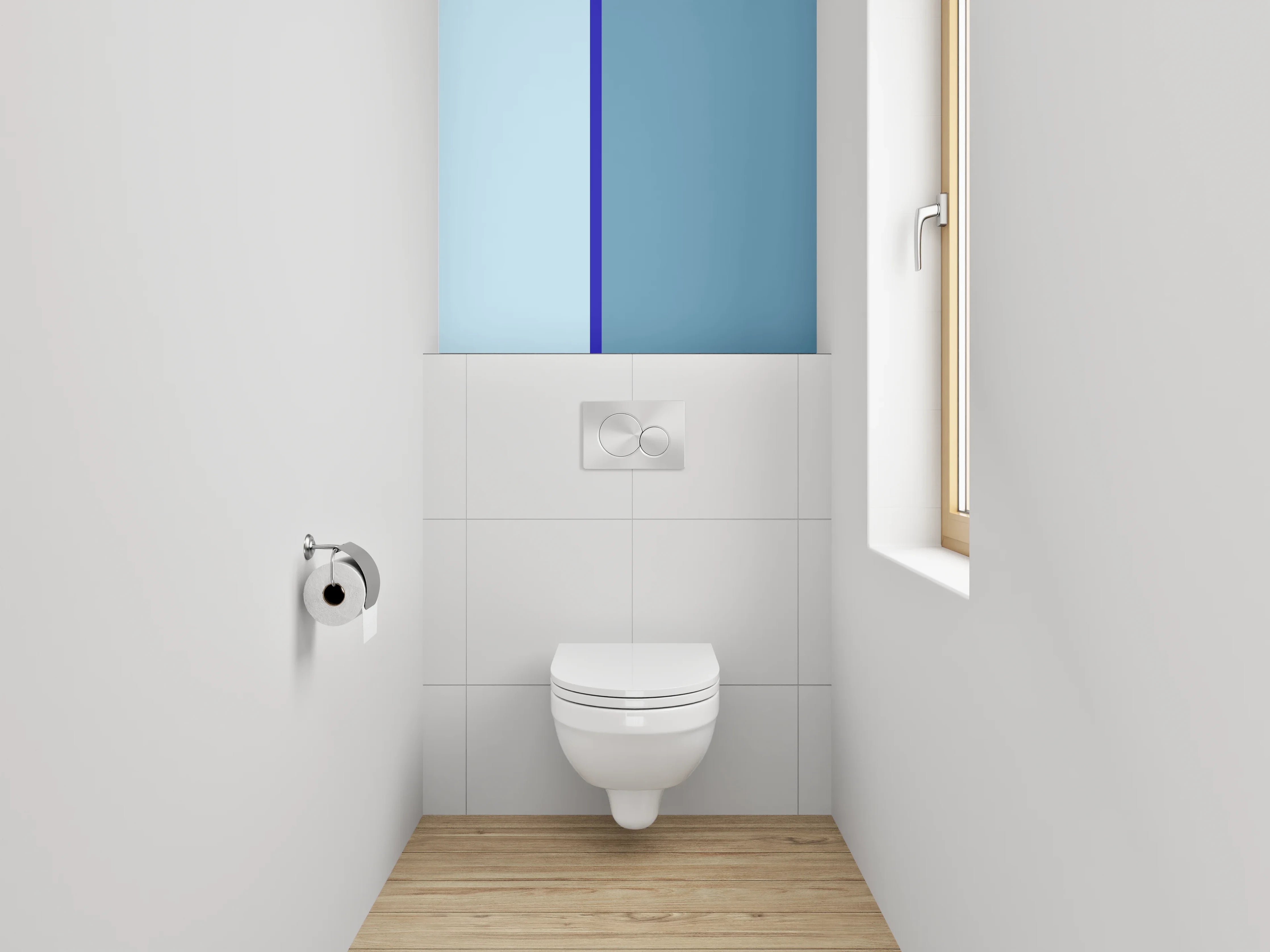 WC-Rückwand - Blaue Farbverläufe mit dunklerem Akzent