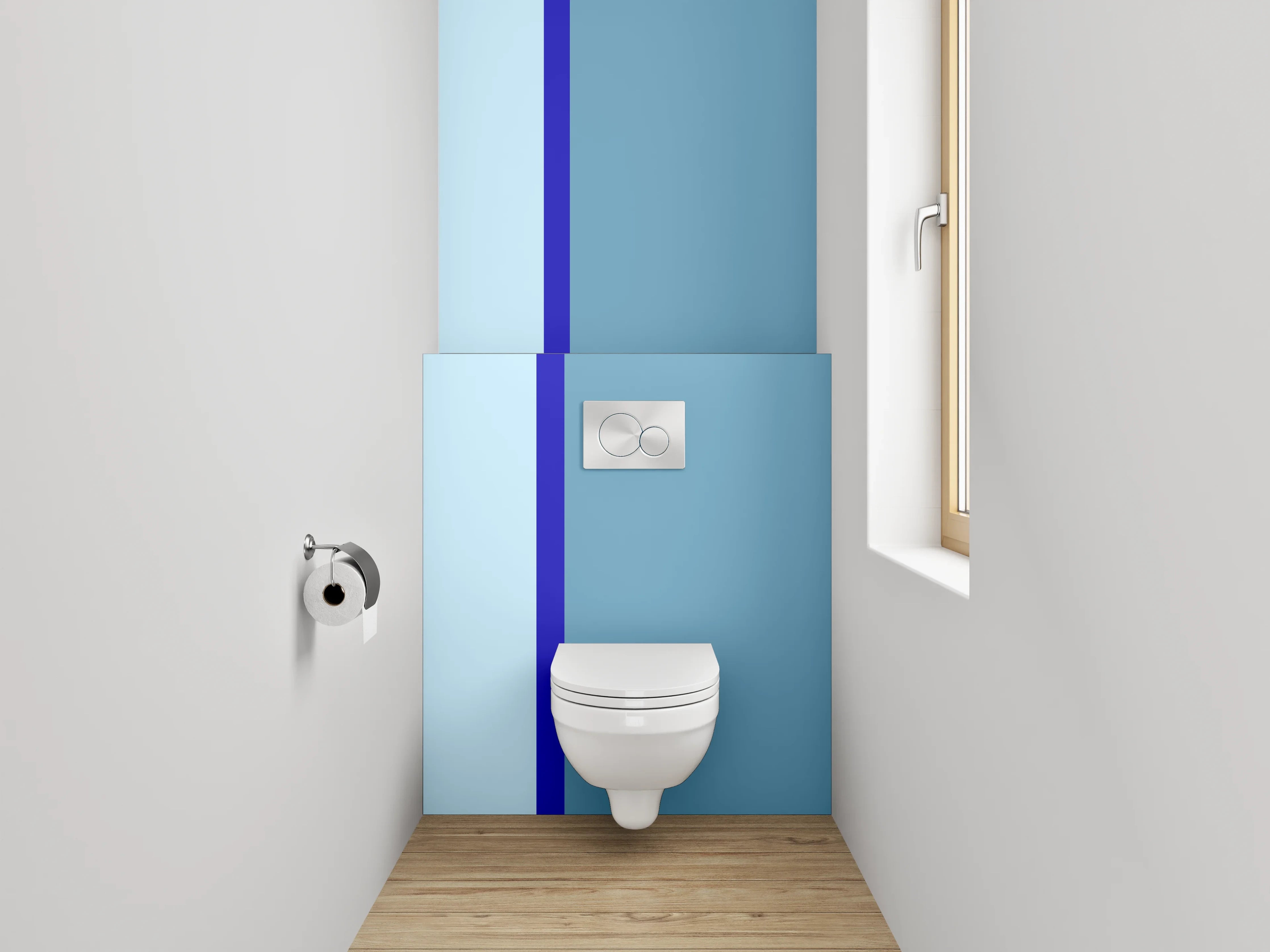 WC-Rückwand - Blaue Farbverläufe mit dunklerem Akzent
