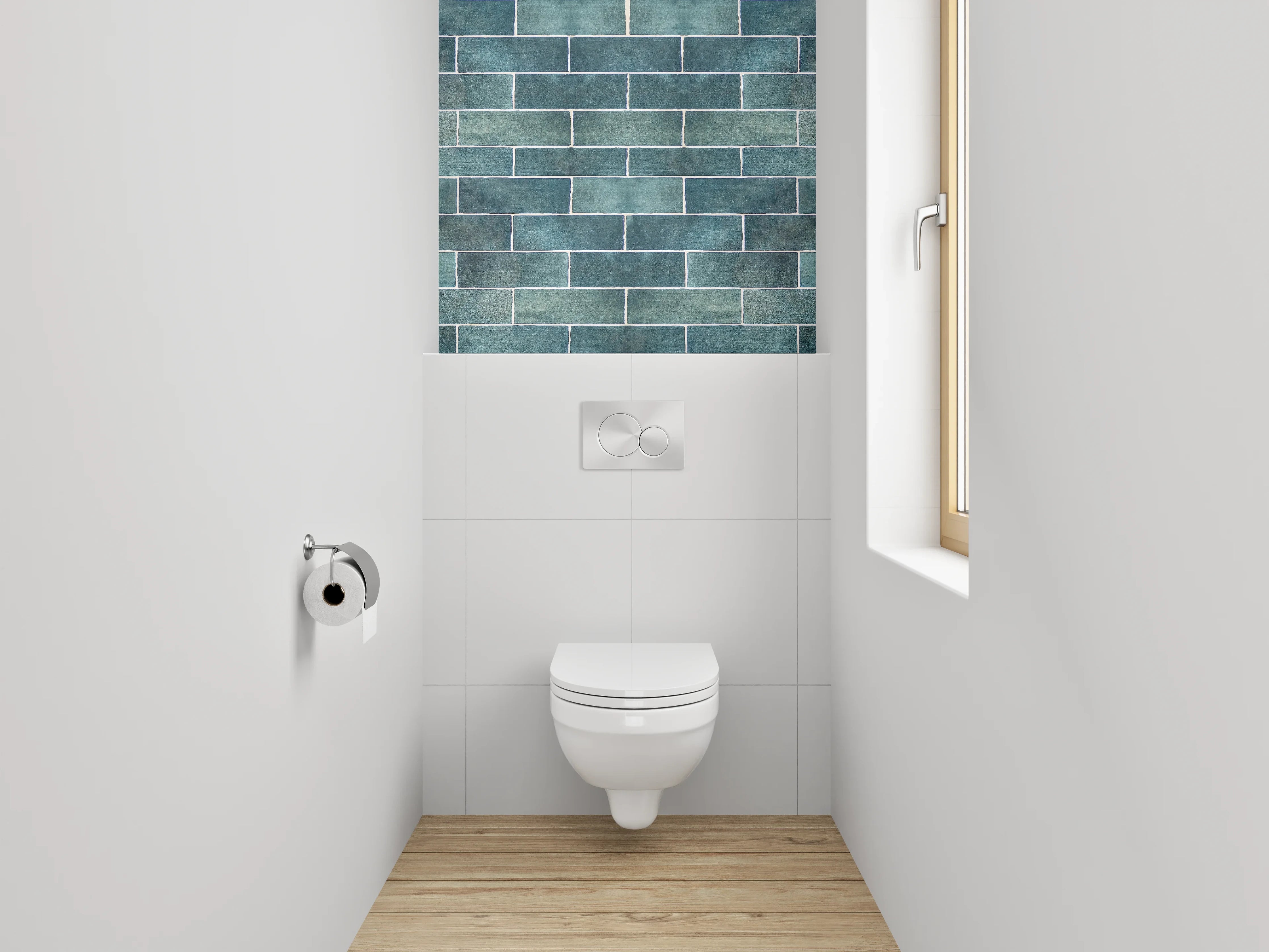 WC-Rückwand - Blaue Fliesenwand Retro-Design