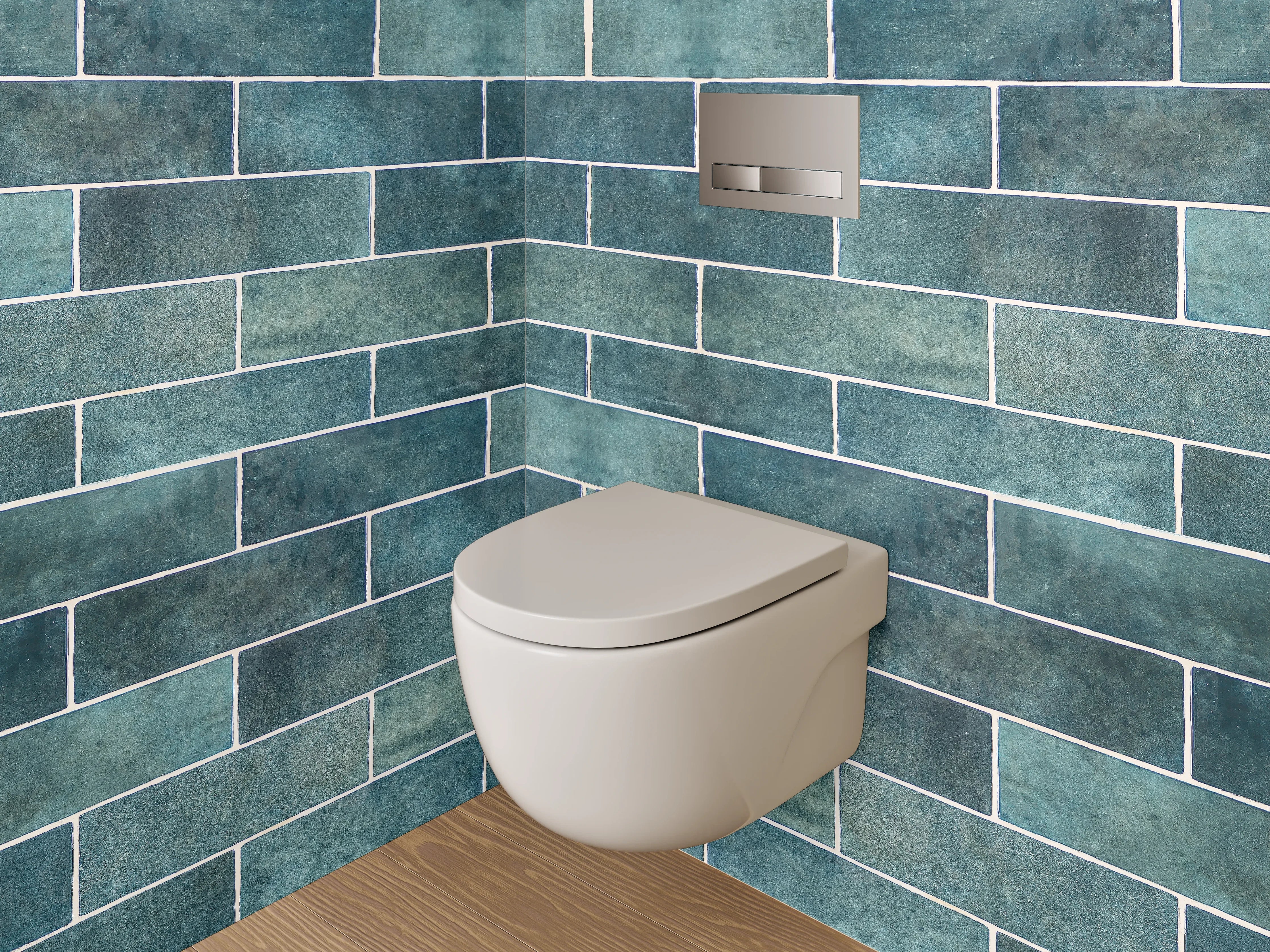 WC-Rückwand - Blaue Fliesenwand Retro-Design