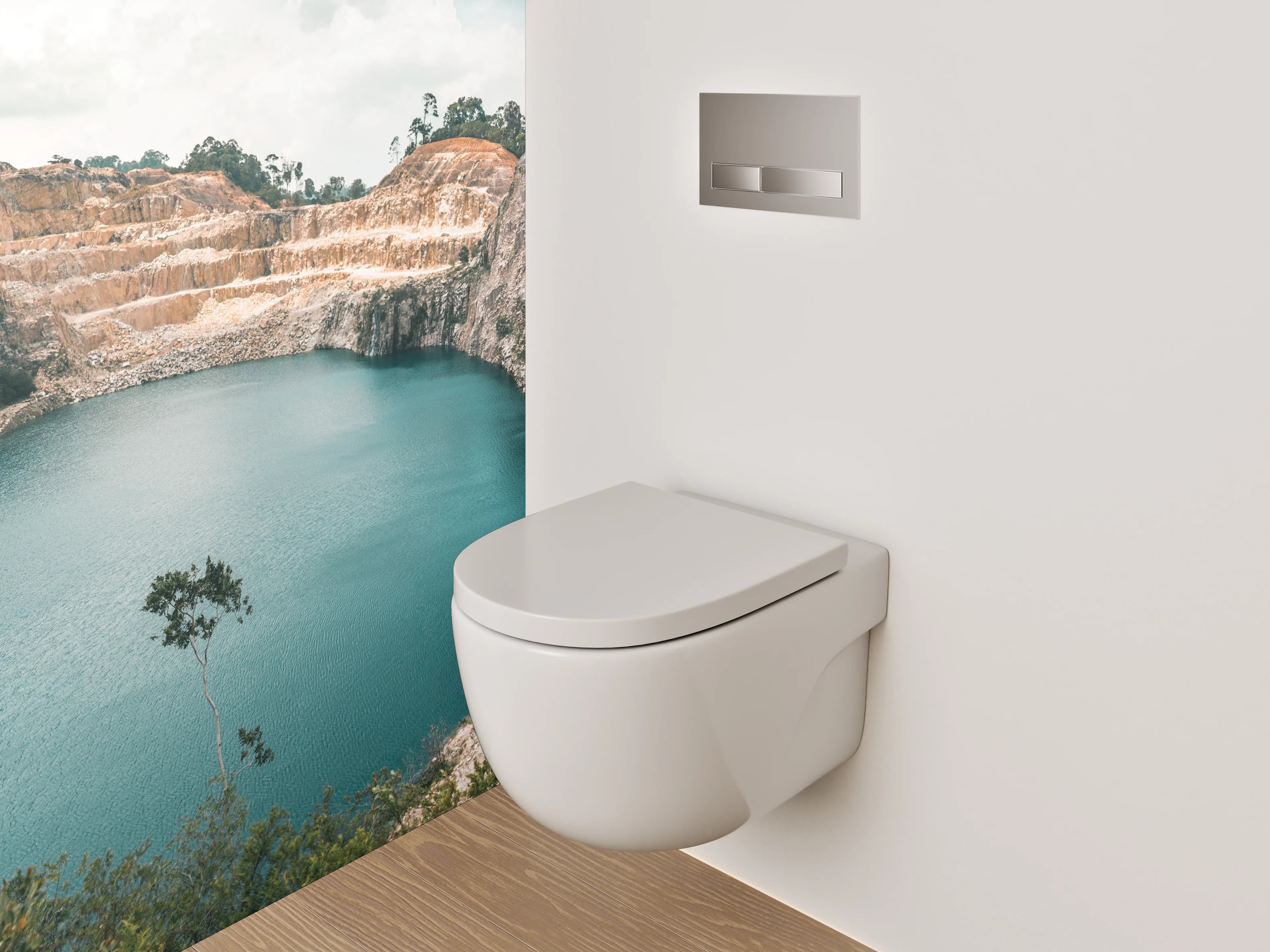 WC-Rückwand - Blaue Lagune im Steinbruch