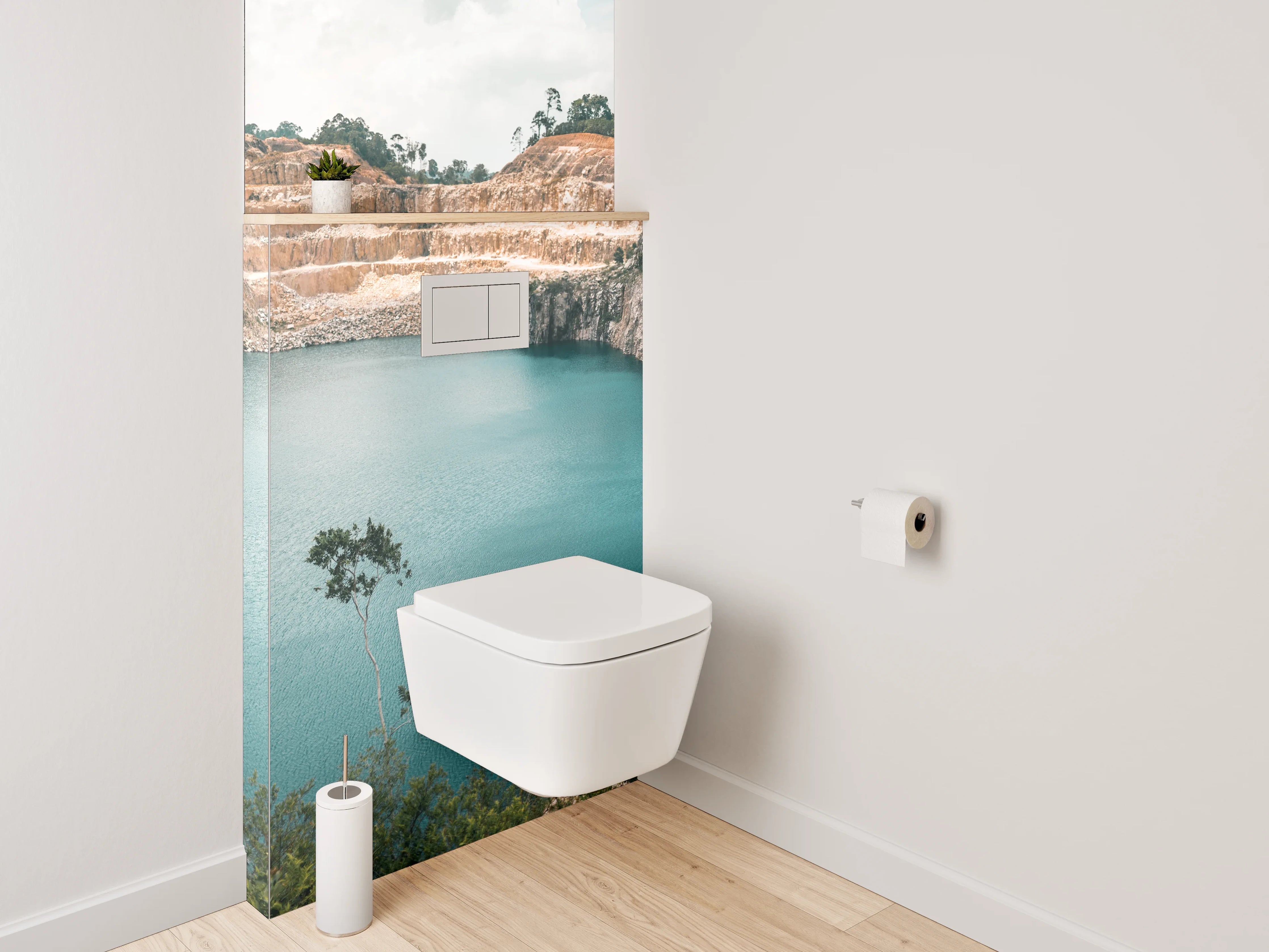 WC-Rückwand - Blaue Lagune im Steinbruch