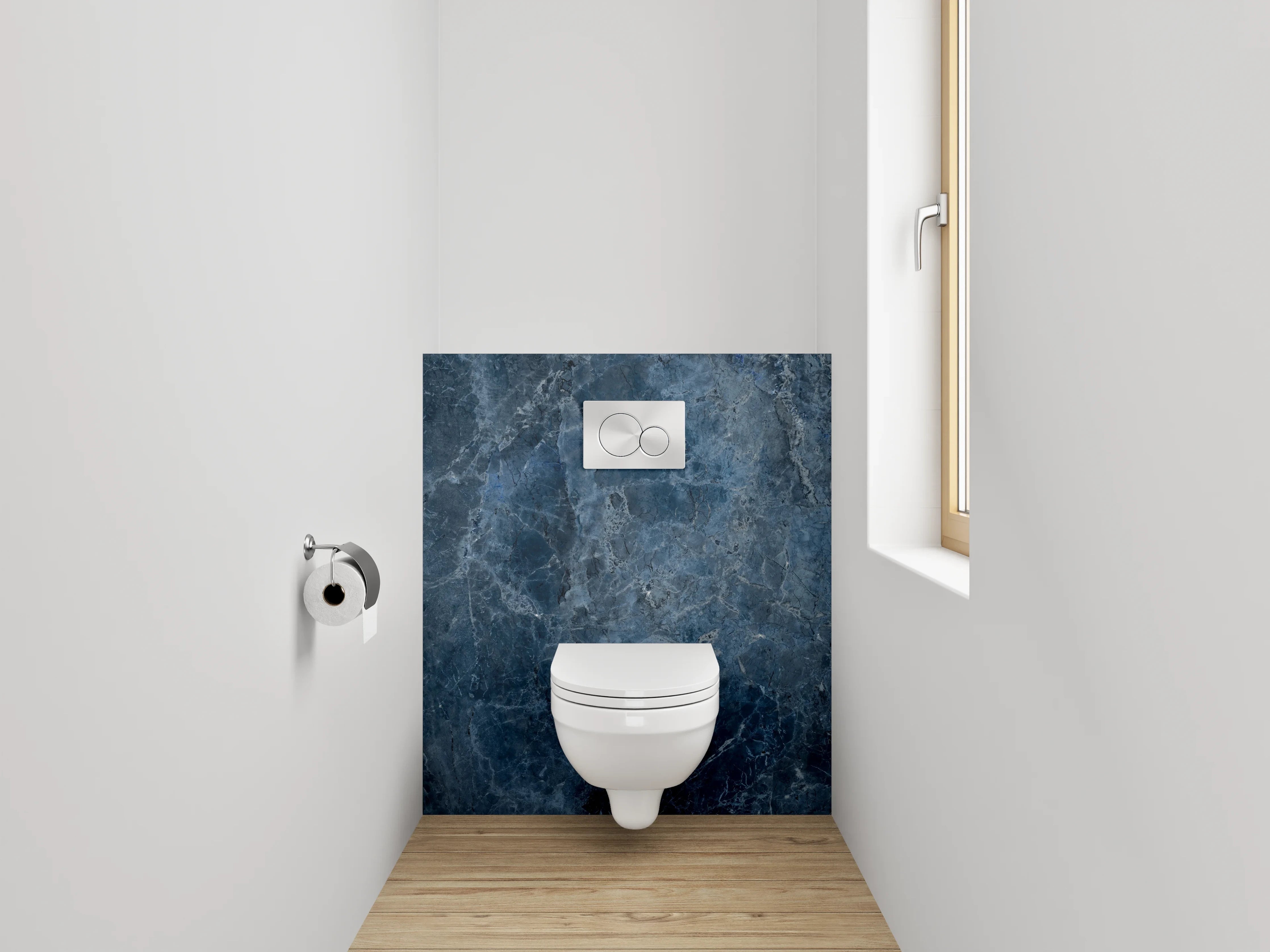 WC-Rückwand - Blaue Marmor-Textur