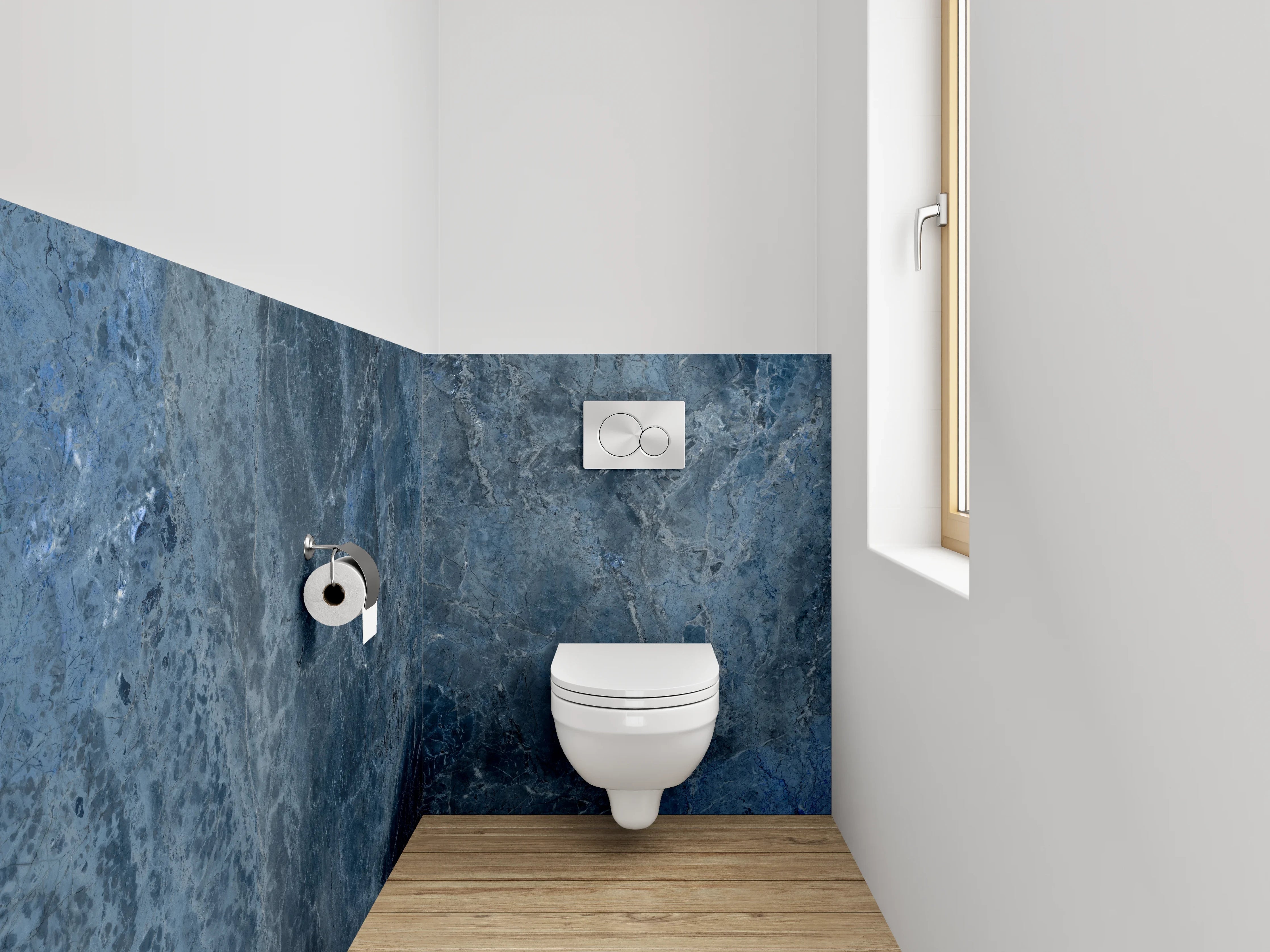 WC-Rückwand - Blaue Marmor-Textur