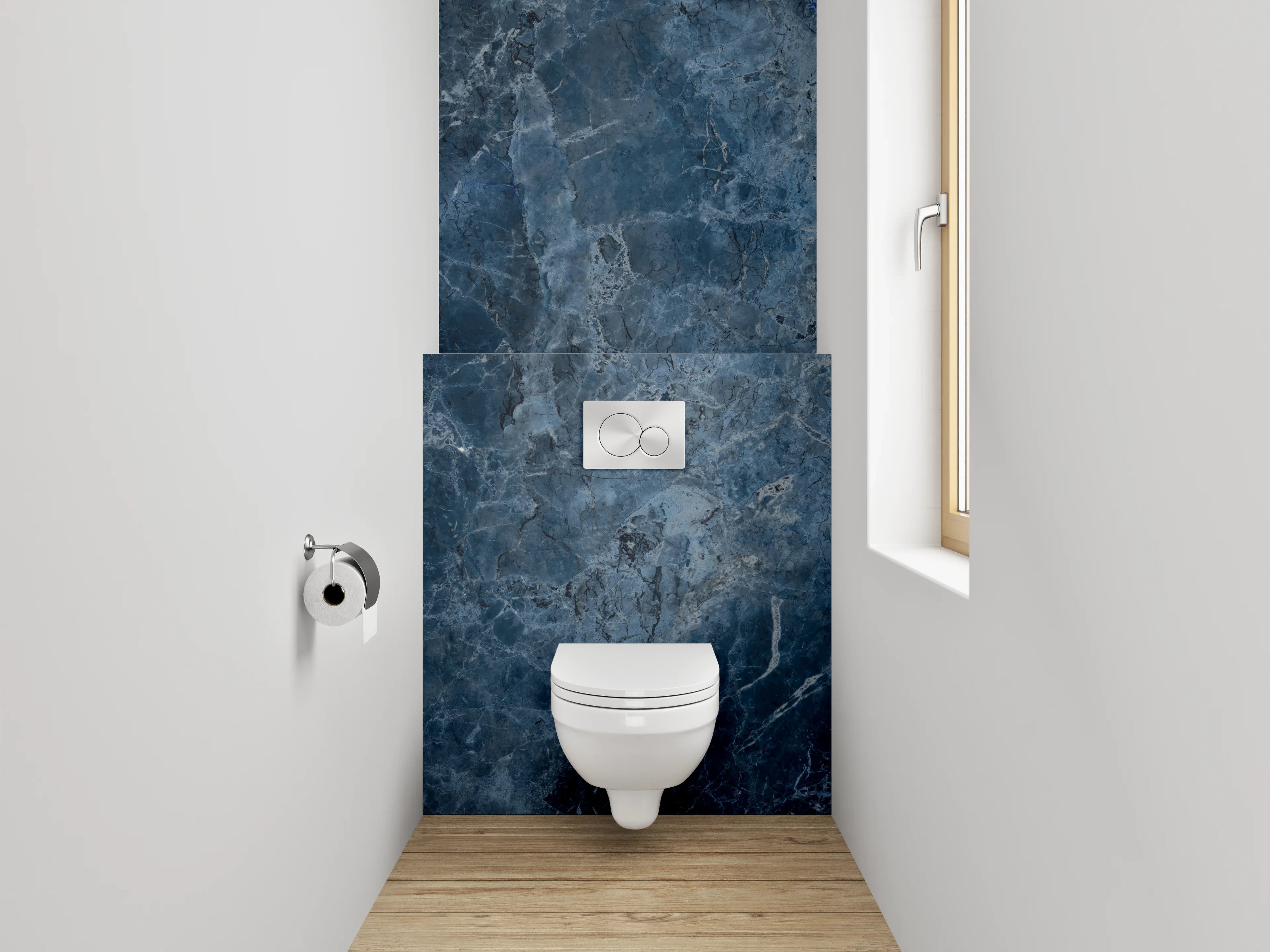 WC-Rückwand - Blaue Marmor-Textur