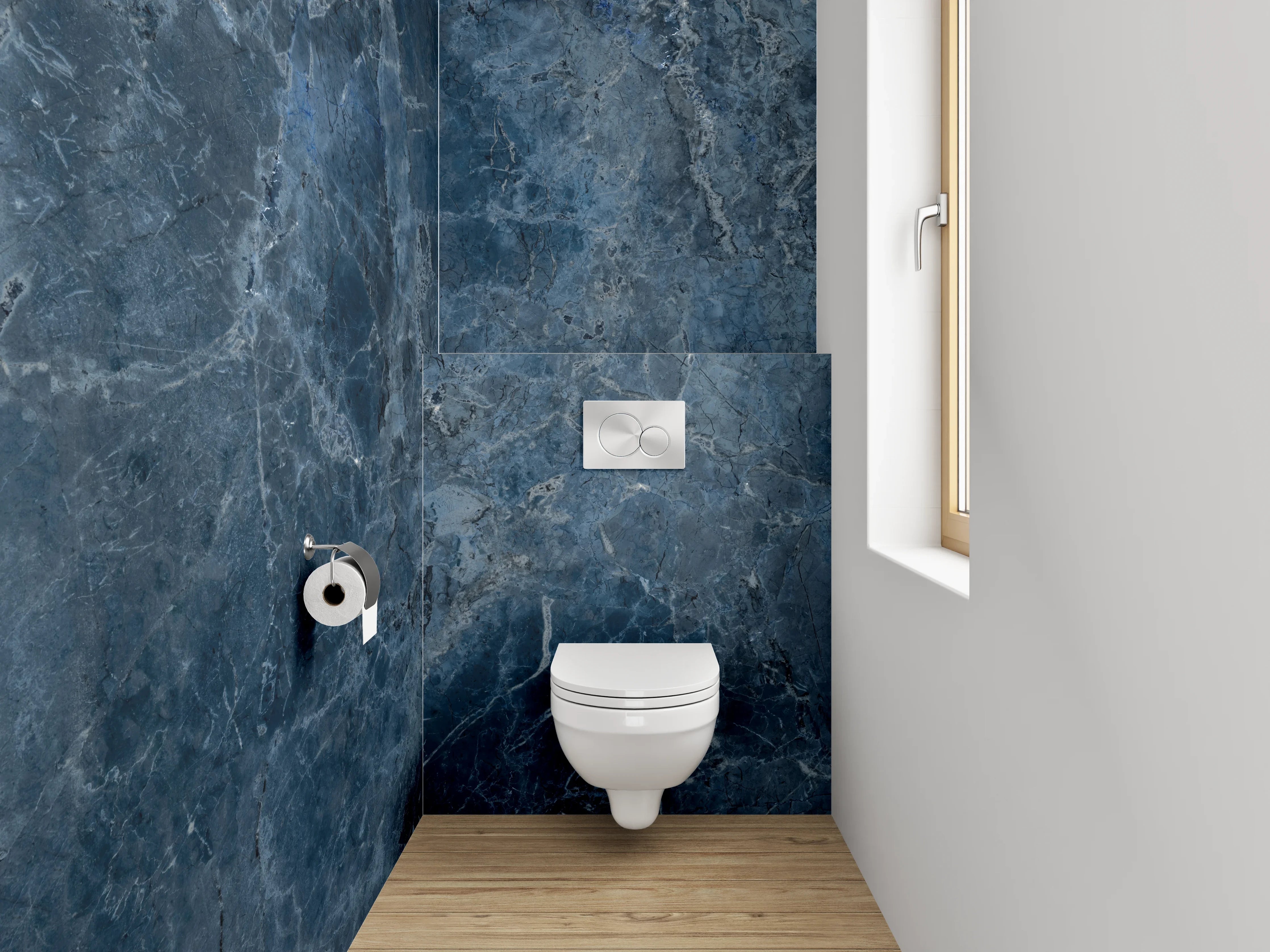 WC-Rückwand - Blaue Marmor-Textur