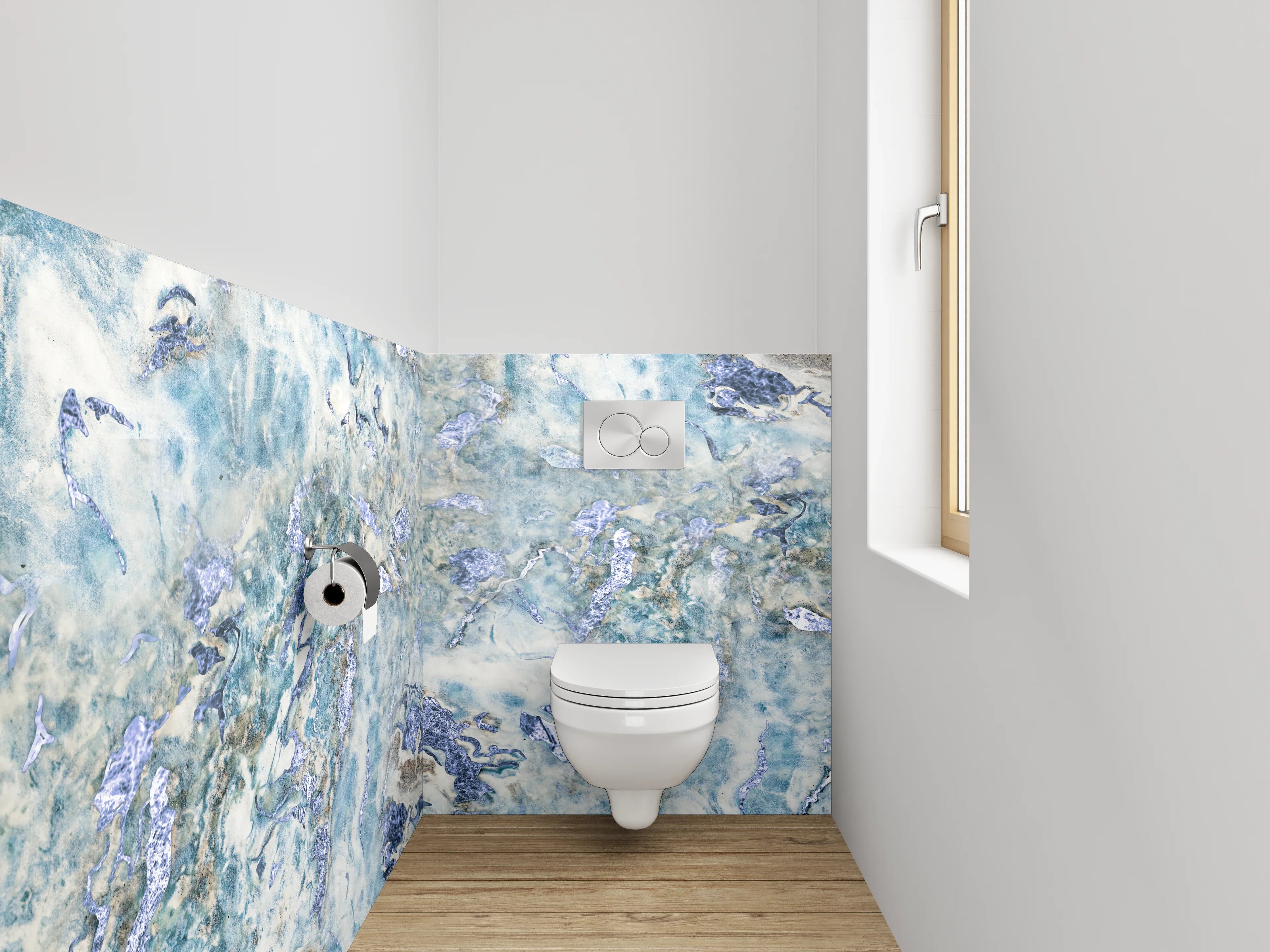 WC-Rückwand - Blaue Marmorstruktur – Modernes Design