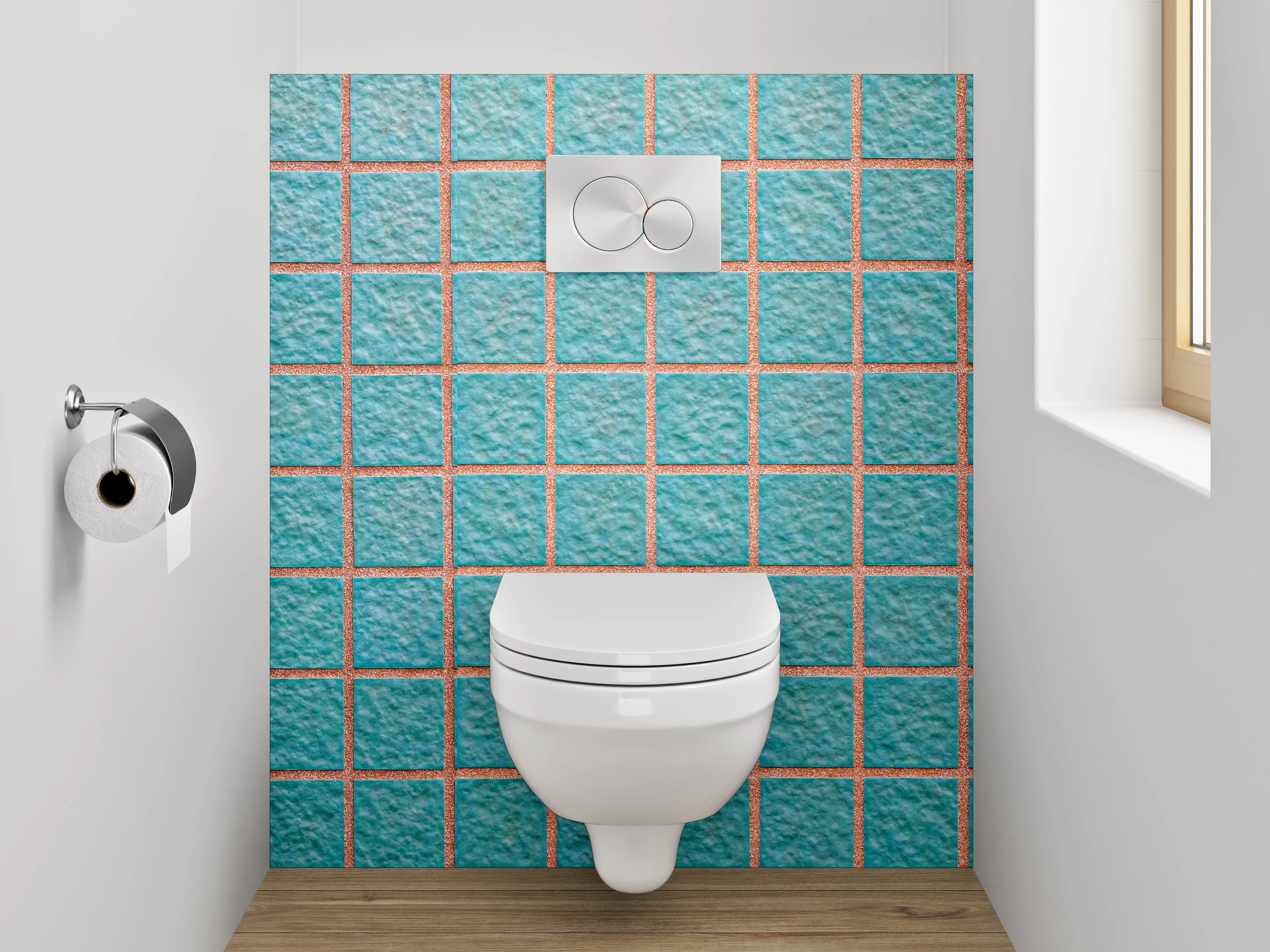 WC-Rückwand - Blaue Mosaikfliesen Struktur
