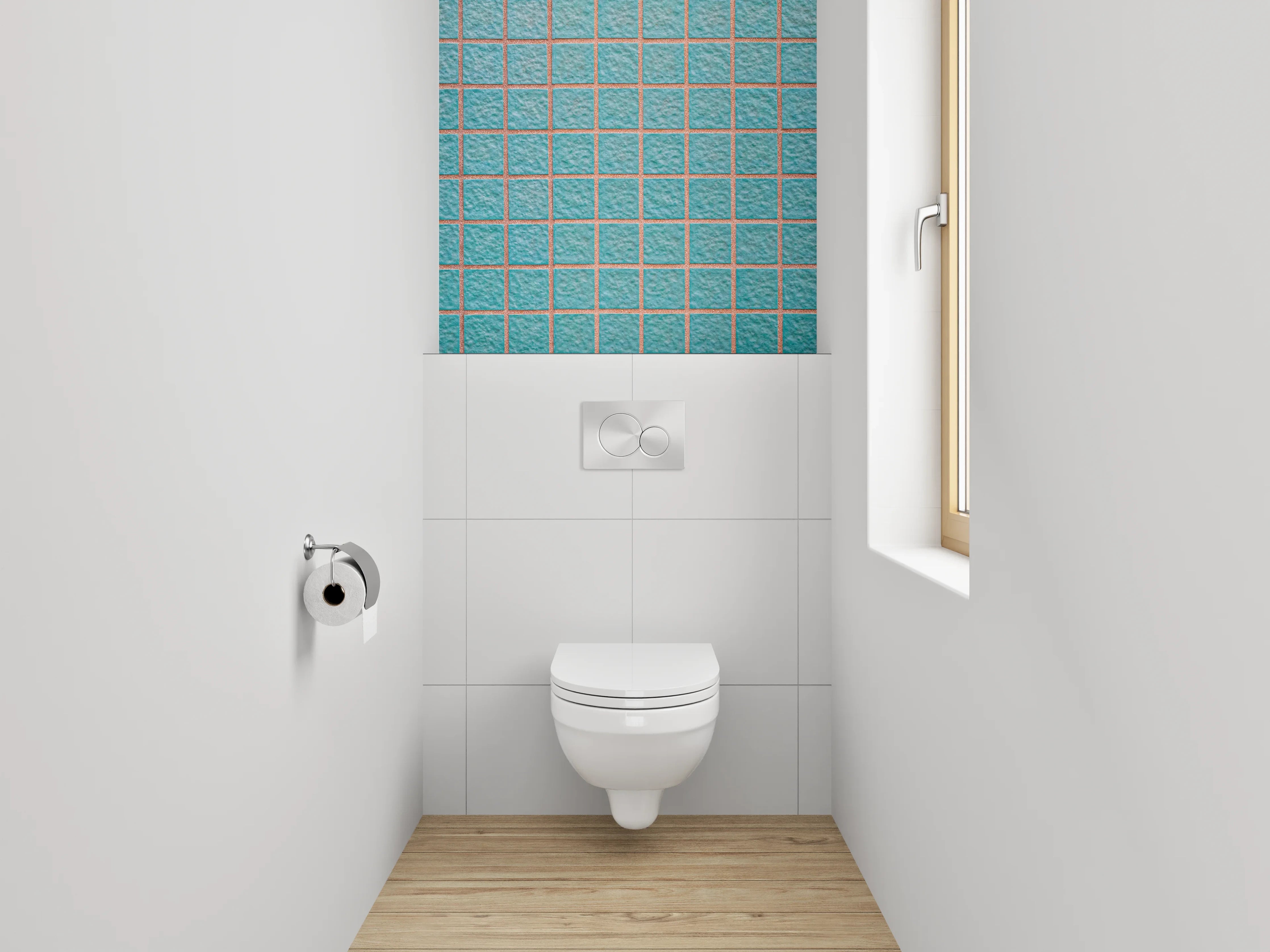 WC-Rückwand - Blaue Mosaikfliesen Struktur