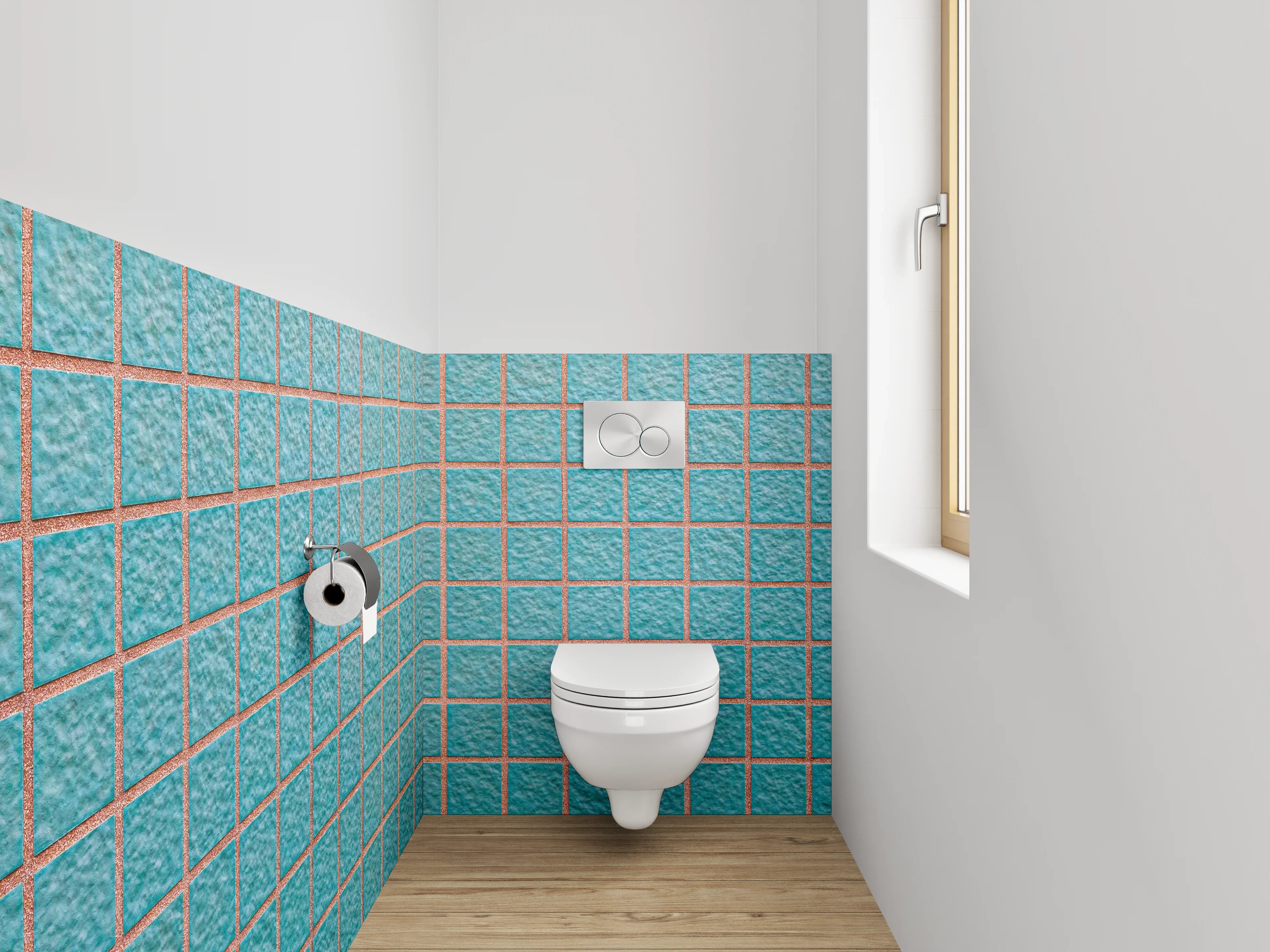 WC-Rückwand - Blaue Mosaikfliesen Struktur