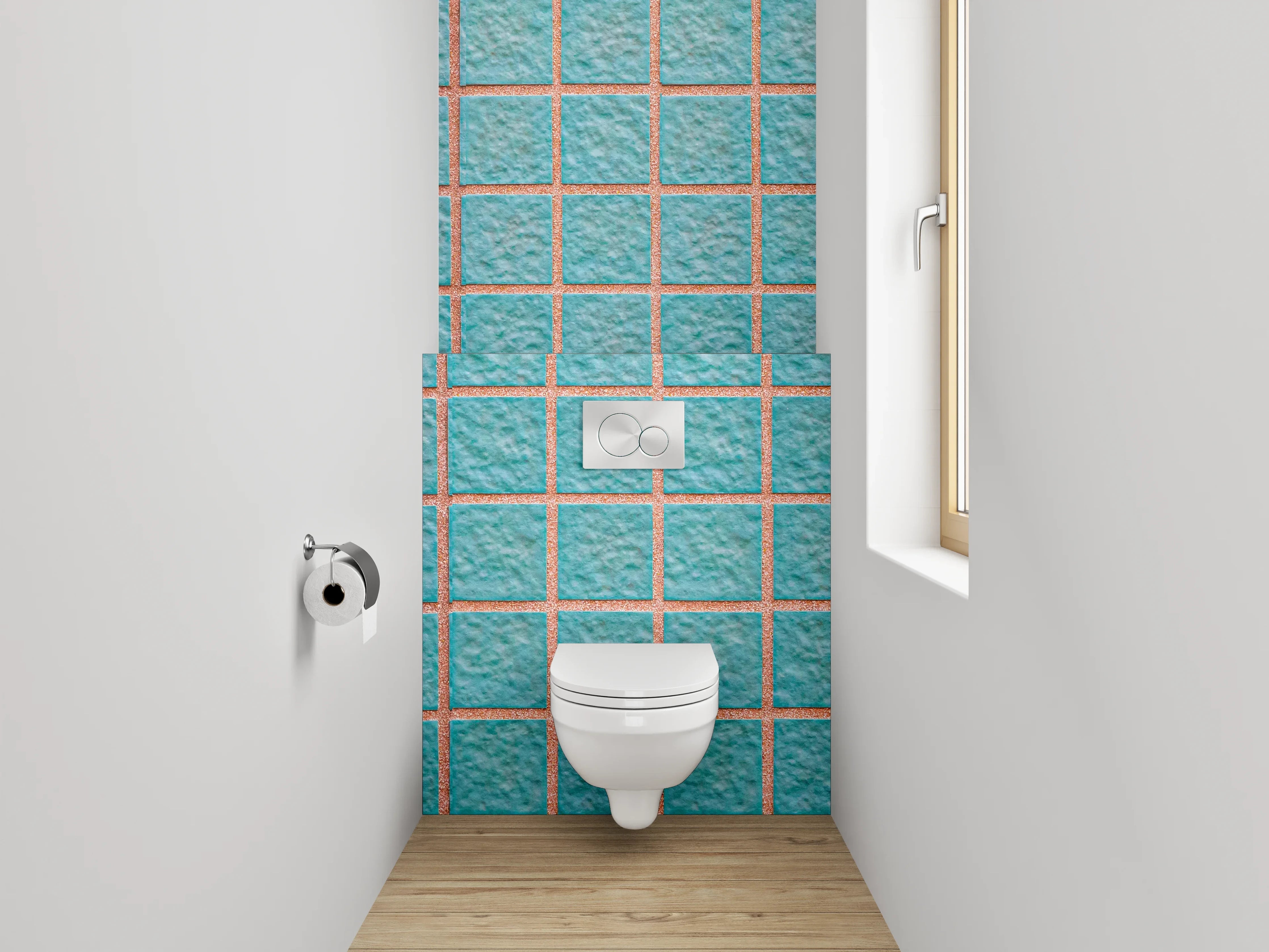 WC-Rückwand - Blaue Mosaikfliesen Struktur