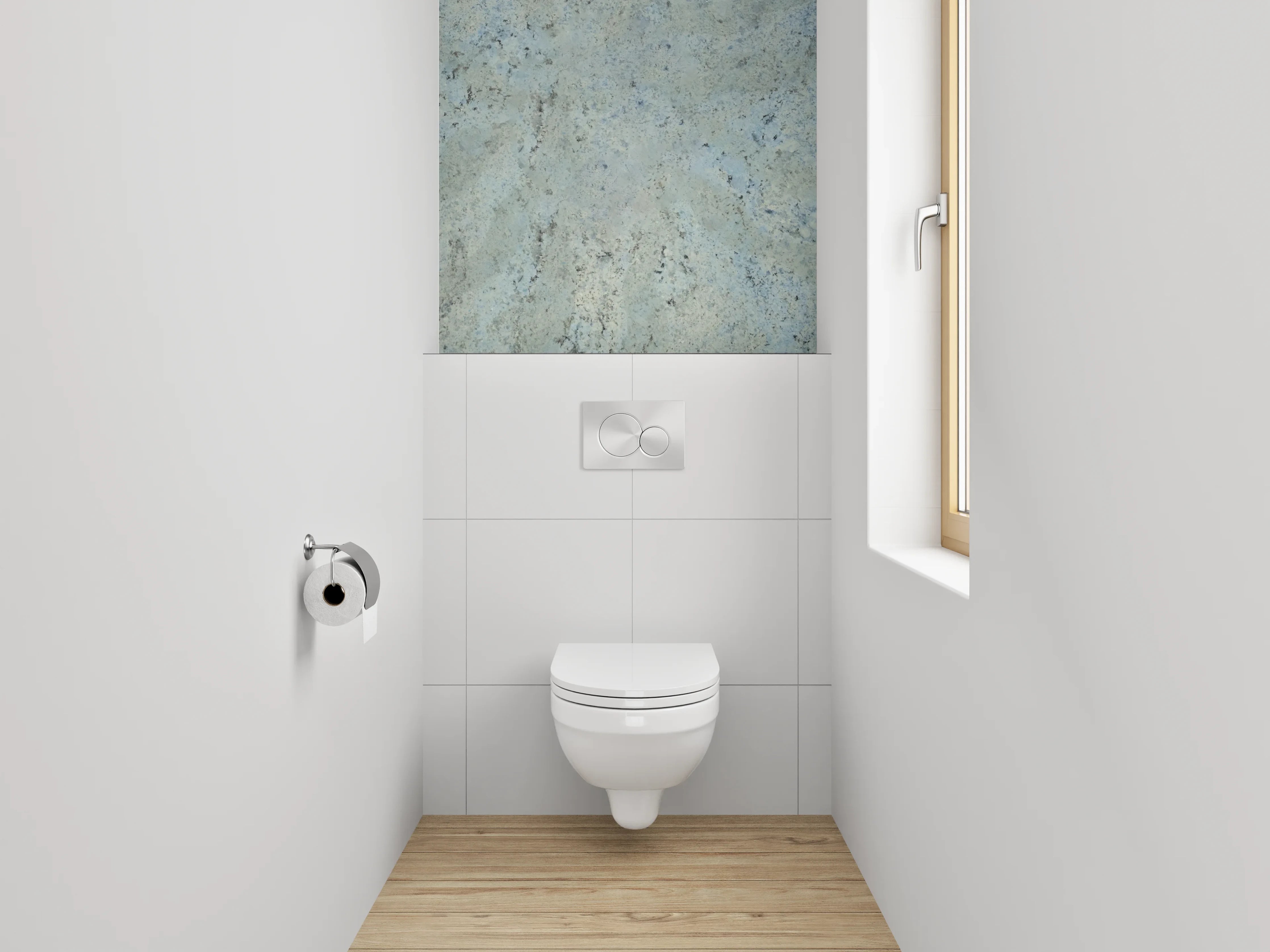 WC-Rückwand - Blaue Steinmauer mit grauer Struktur