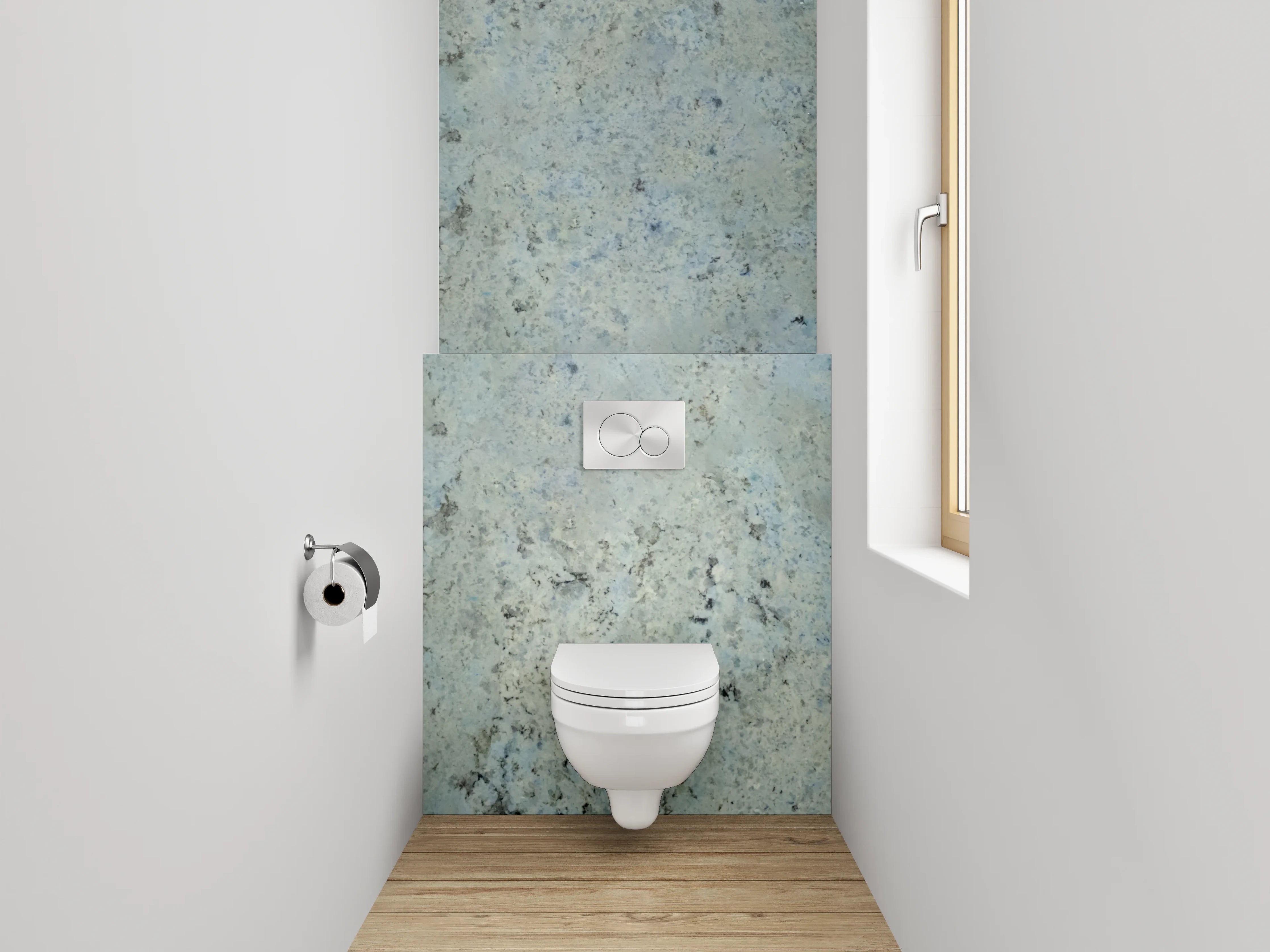 WC-Rückwand - Blaue Steinmauer mit grauer Struktur