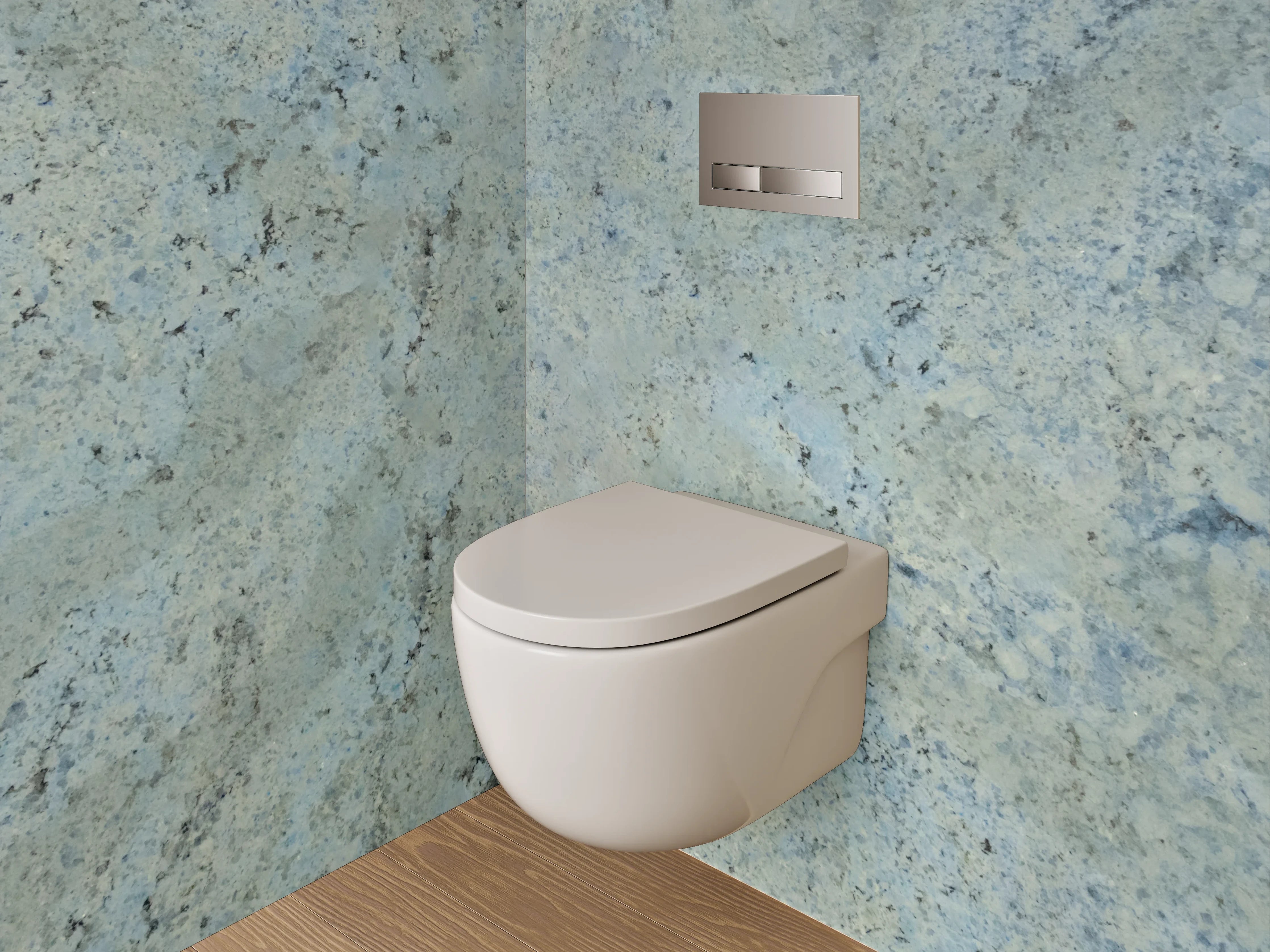 WC-Rückwand - Blaue Steinmauer mit grauer Struktur