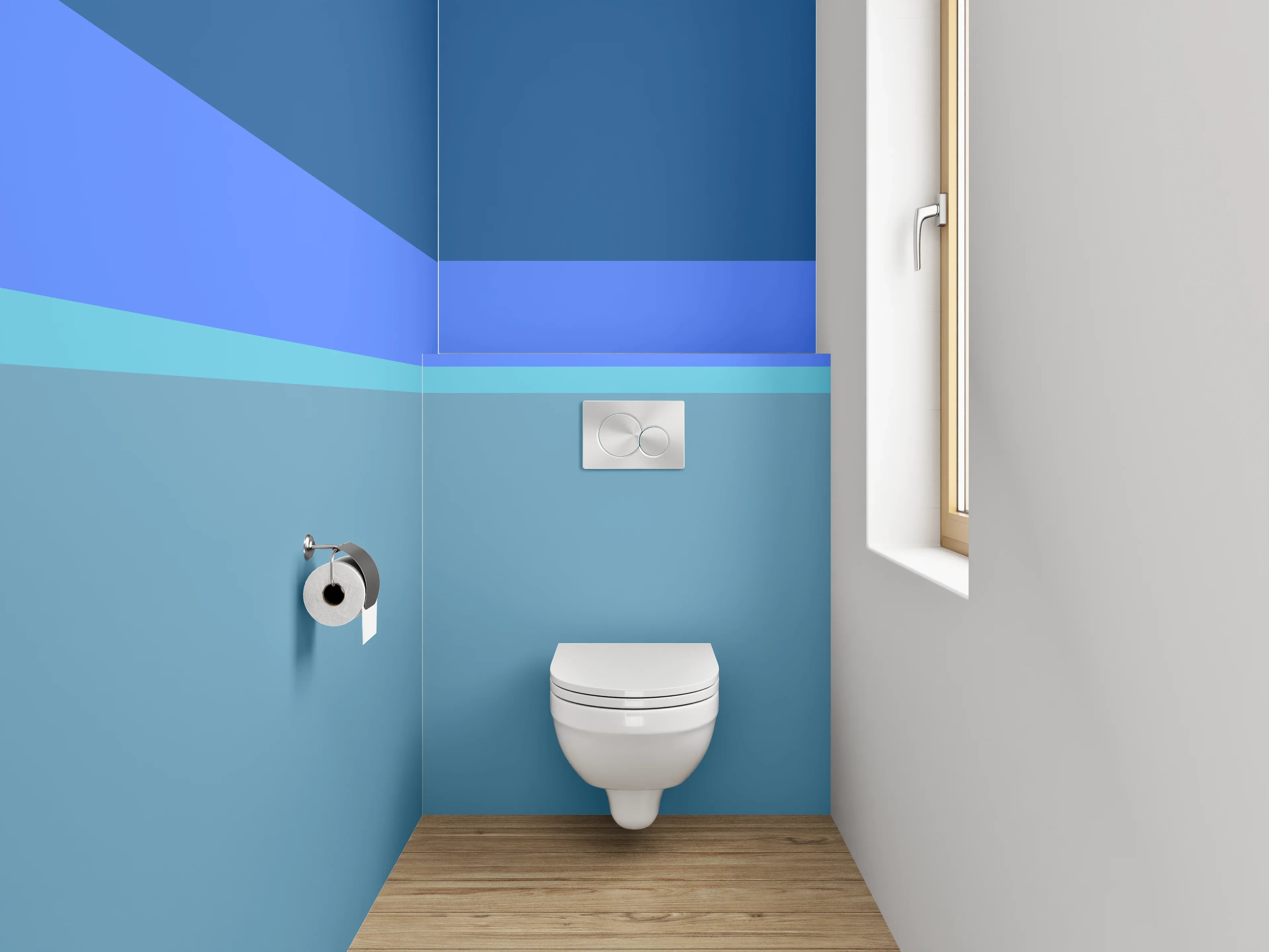 WC-Rückwand - Blaue Streifen Abstrakt