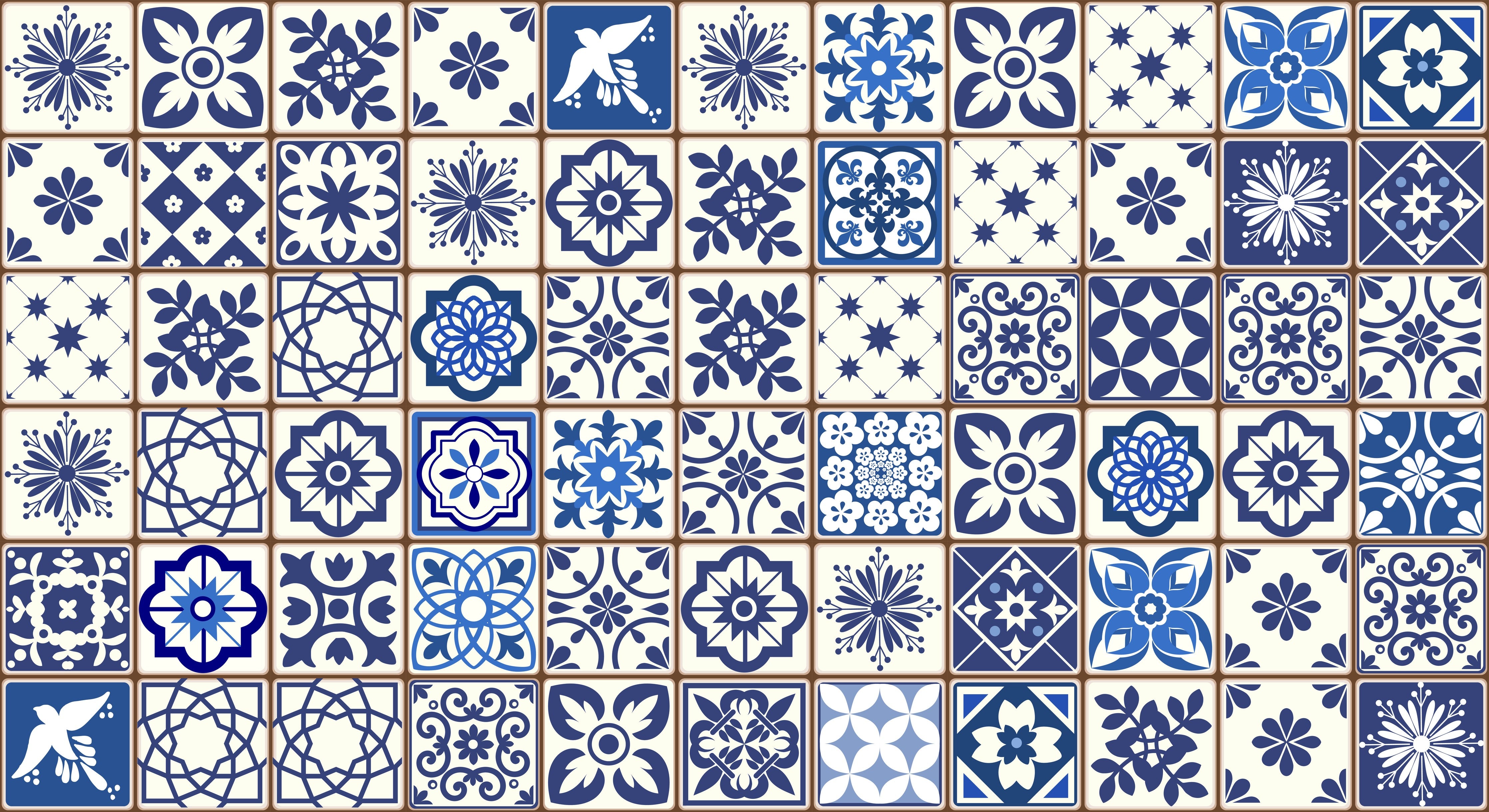 WC-Rückwand-Blaue Vintage-Fliesen Mosaikmuster