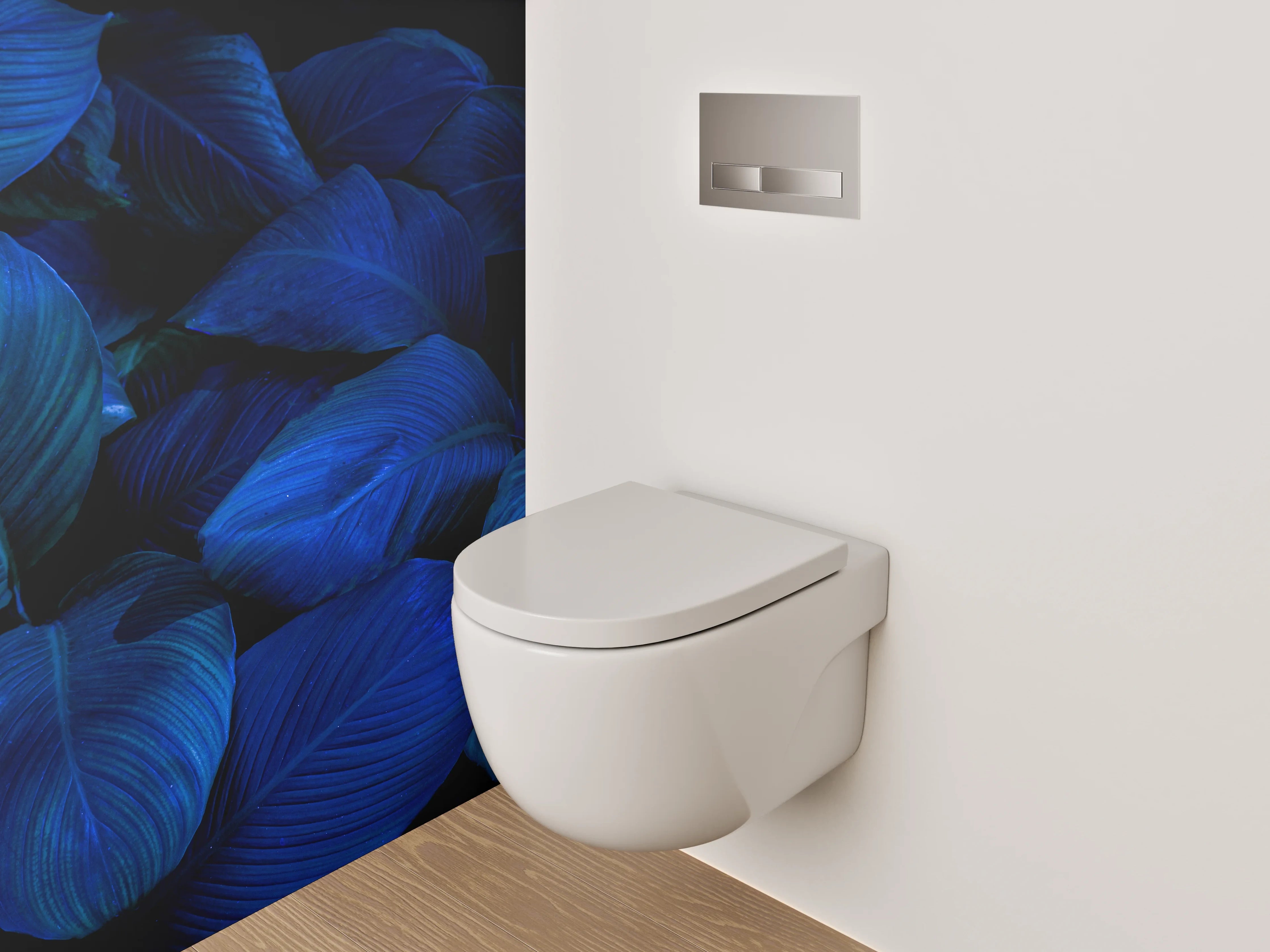WC-Rückwand - Blaue tropische Blätter Fototapete