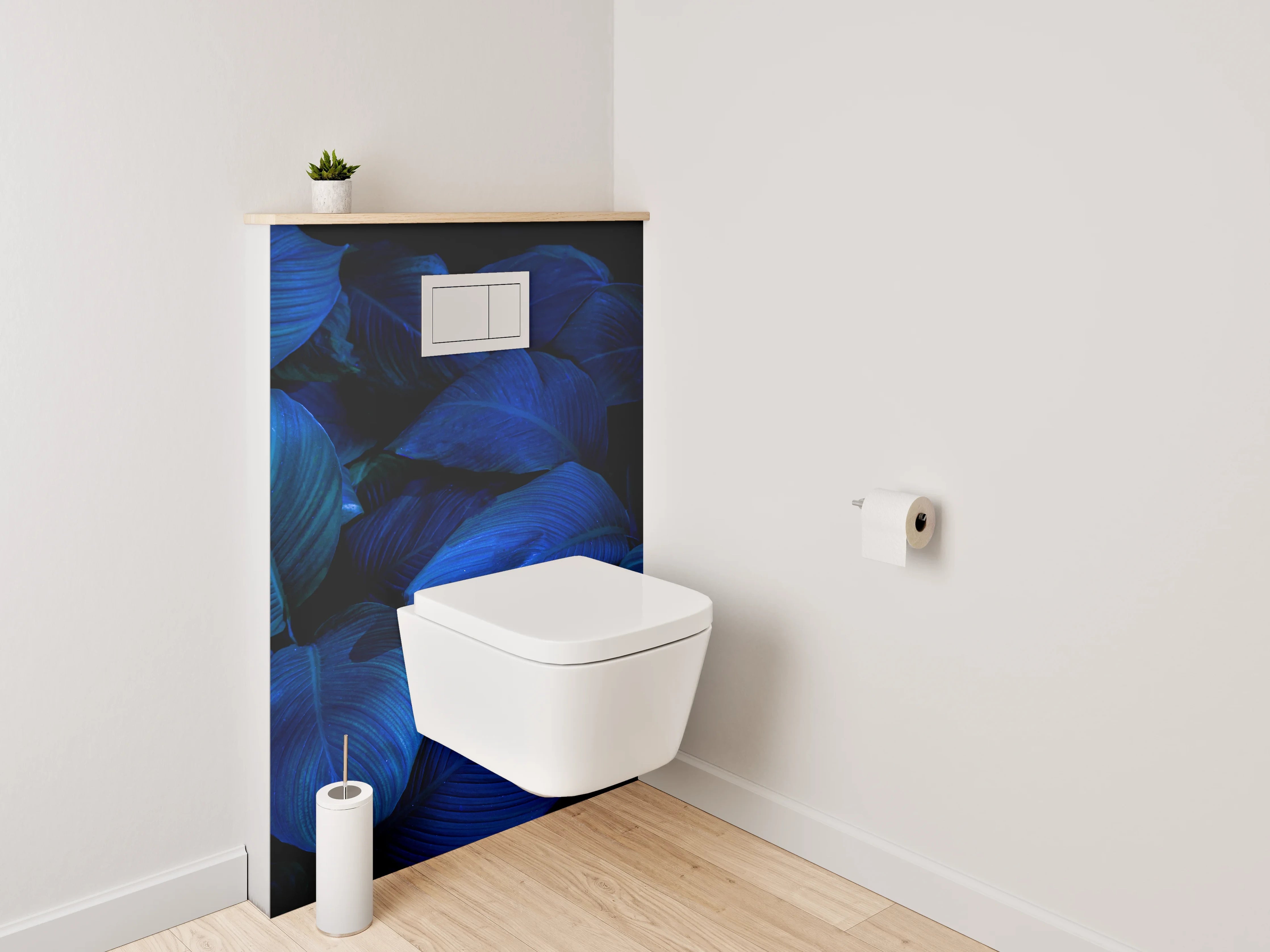 WC-Rückwand - Blaue tropische Blätter Fototapete