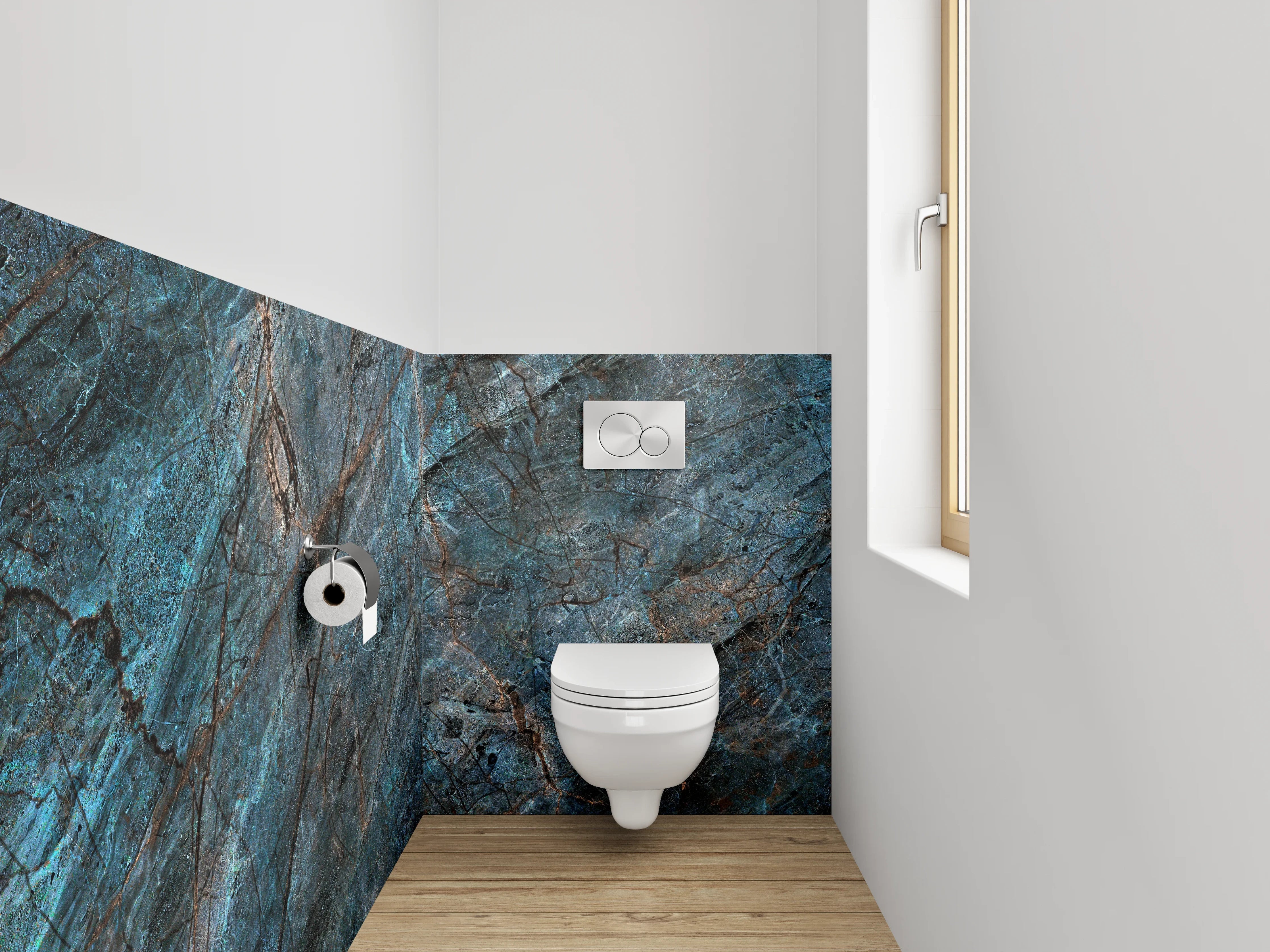 WC-Rückwand - Blauer Labradorit Schiefer Steinoptik