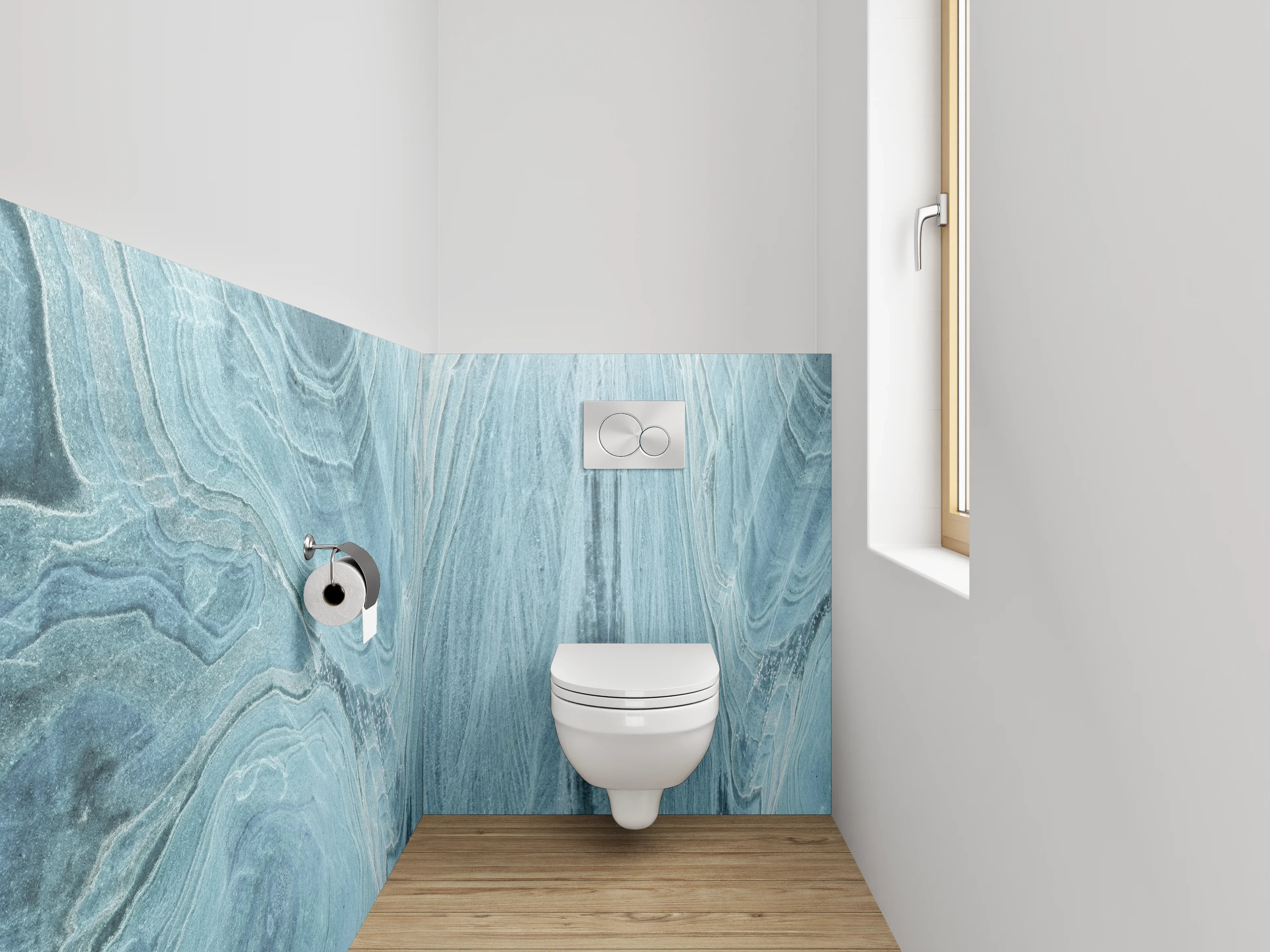 WC-Rückwand - Blauer Marmor Effekt Wanddekor