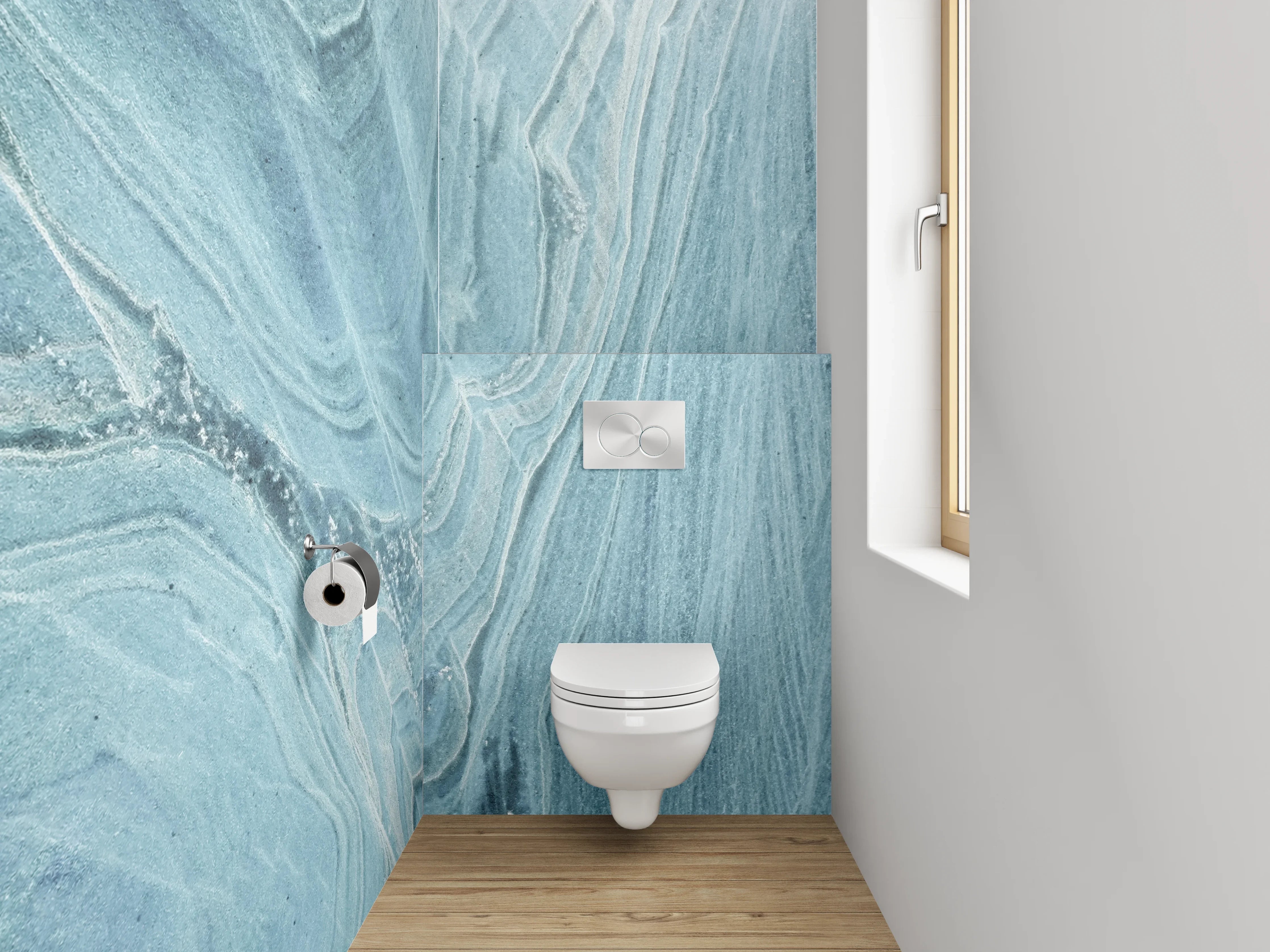 WC-Rückwand - Blauer Marmor Effekt Wanddekor