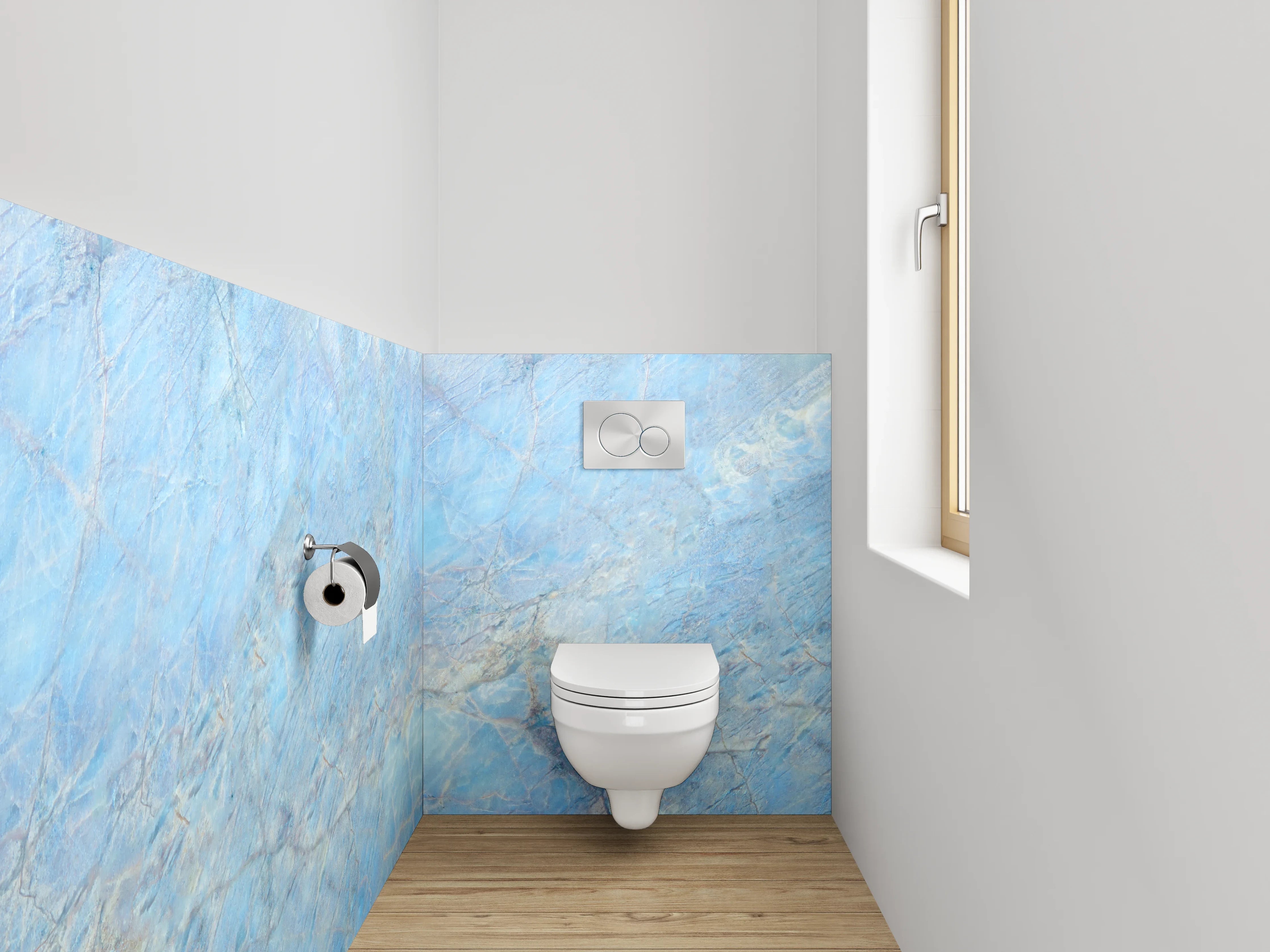 WC-Rückwand - Blauer Marmor Wasserstruktur Schimmer